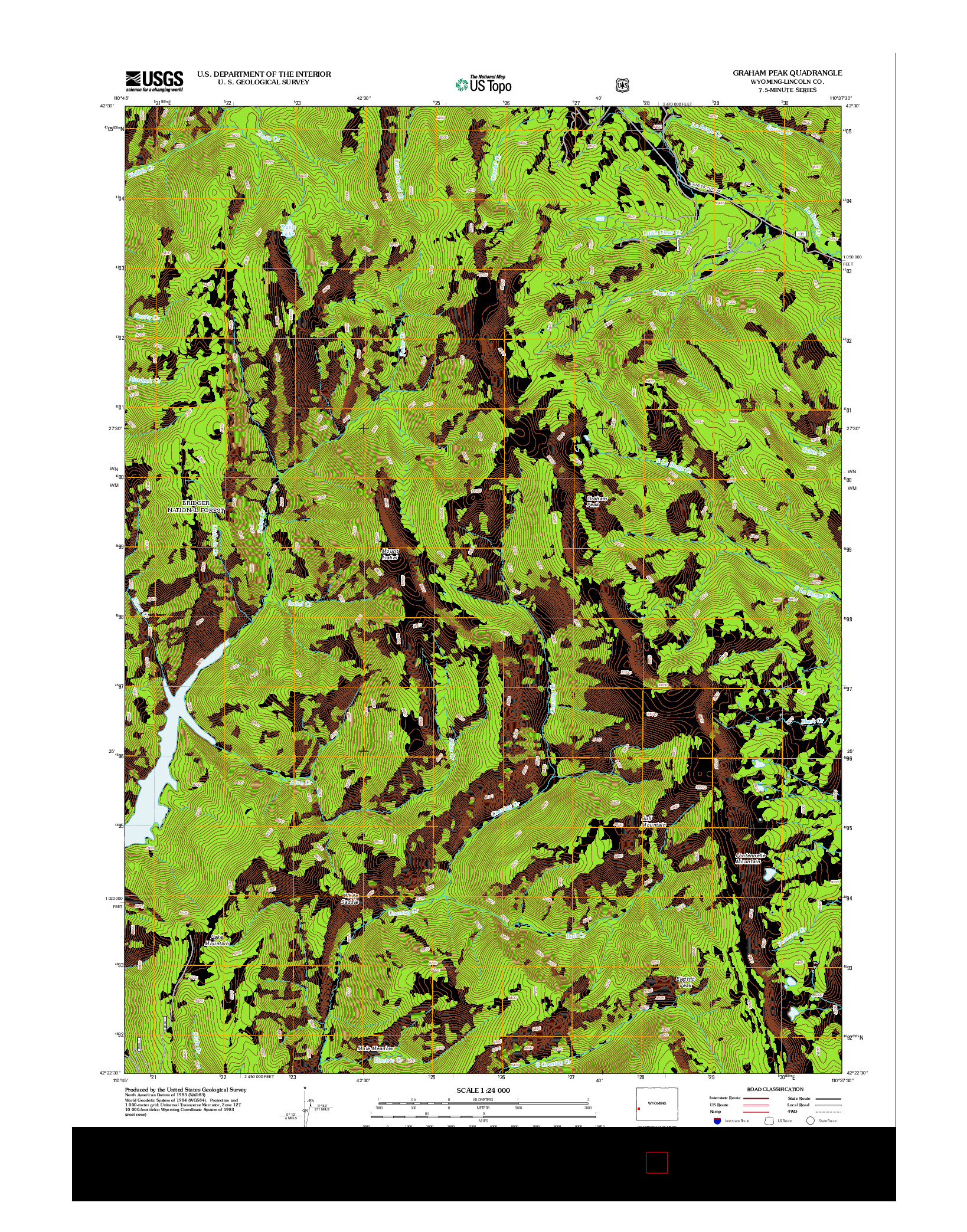 USGS US TOPO 7.5-MINUTE MAP FOR GRAHAM PEAK, WY 2012