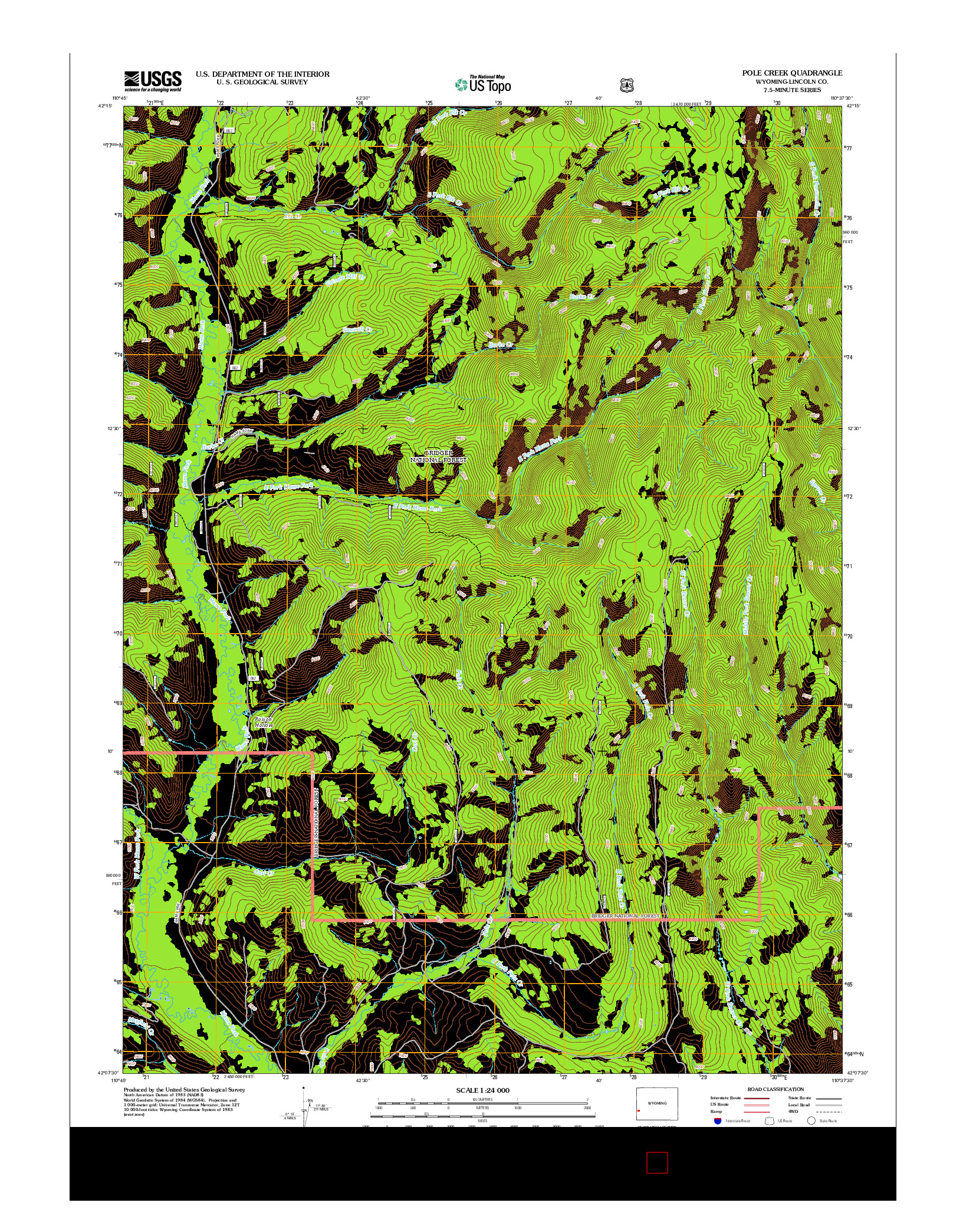 USGS US TOPO 7.5-MINUTE MAP FOR POLE CREEK, WY 2012