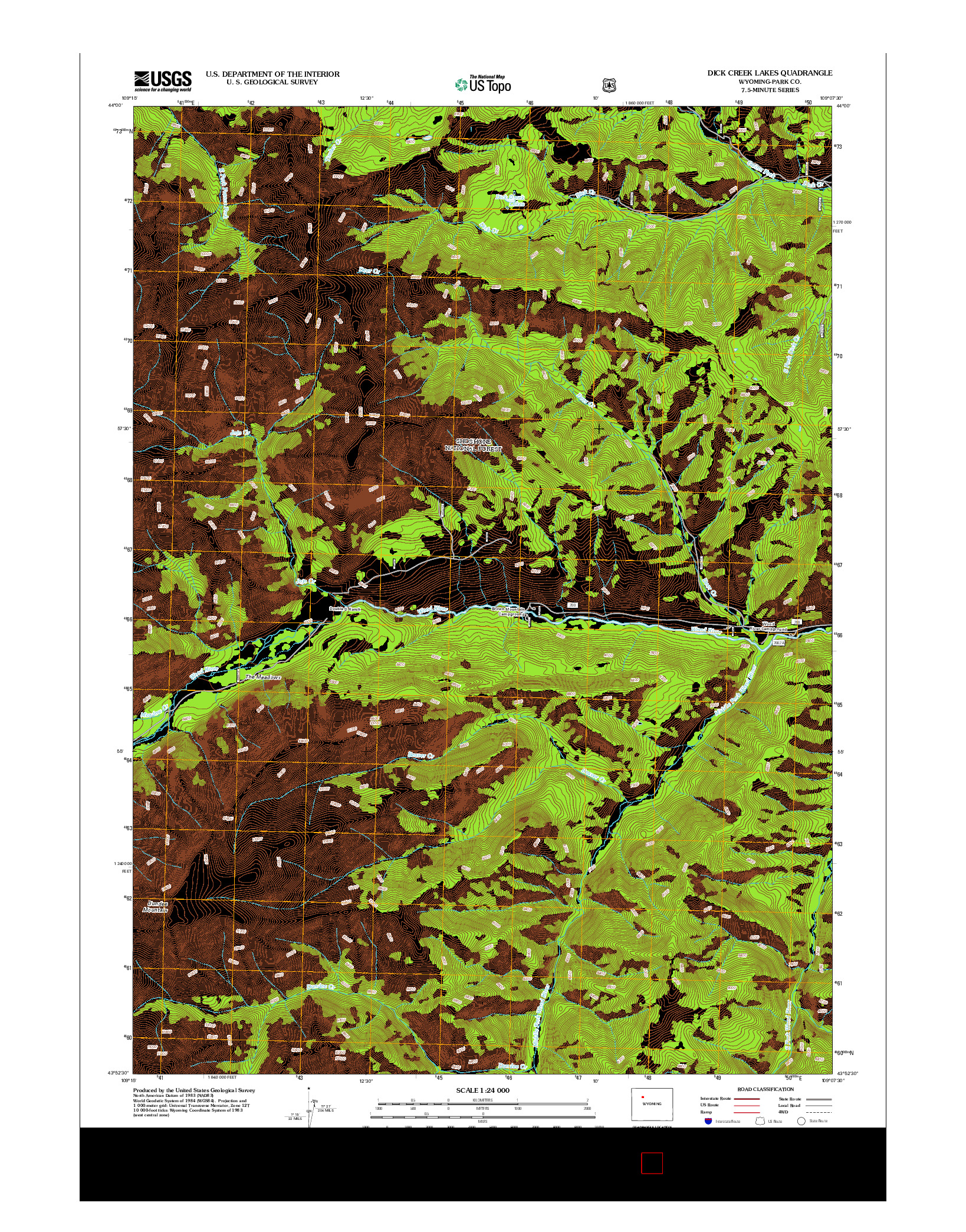 USGS US TOPO 7.5-MINUTE MAP FOR DICK CREEK LAKES, WY 2012