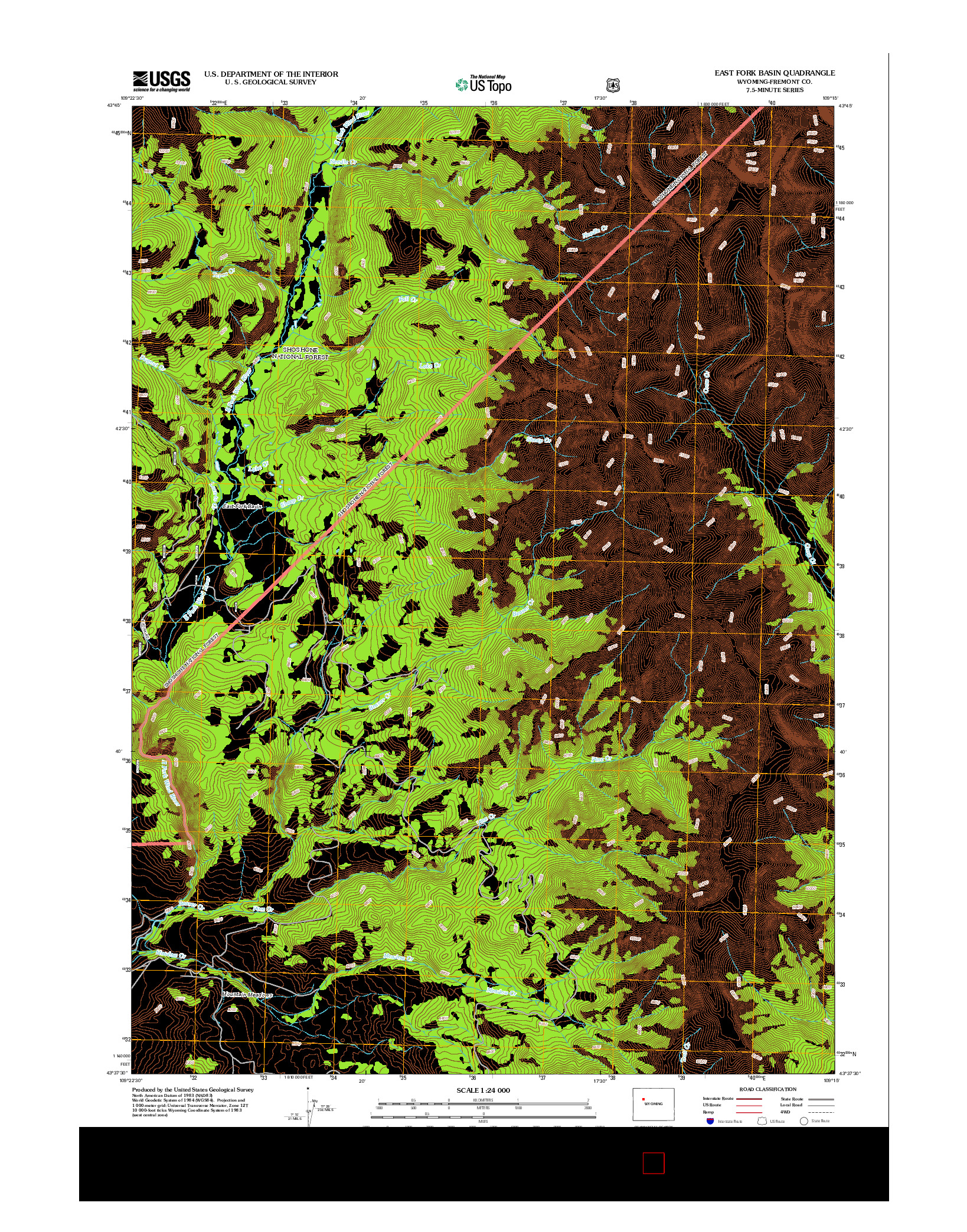 USGS US TOPO 7.5-MINUTE MAP FOR EAST FORK BASIN, WY 2012