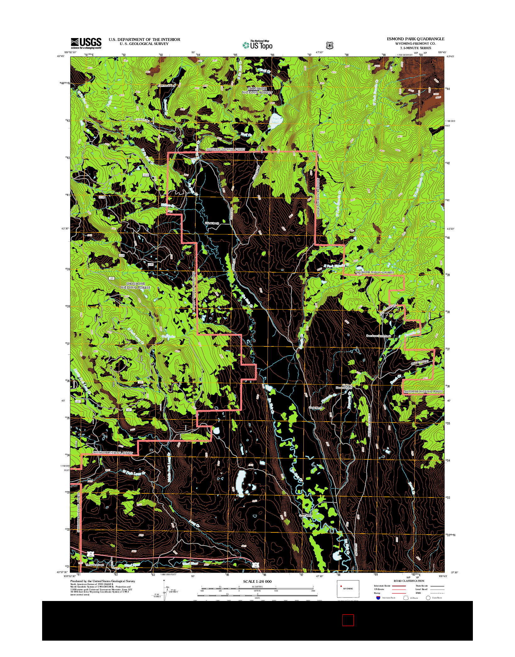 USGS US TOPO 7.5-MINUTE MAP FOR ESMOND PARK, WY 2012