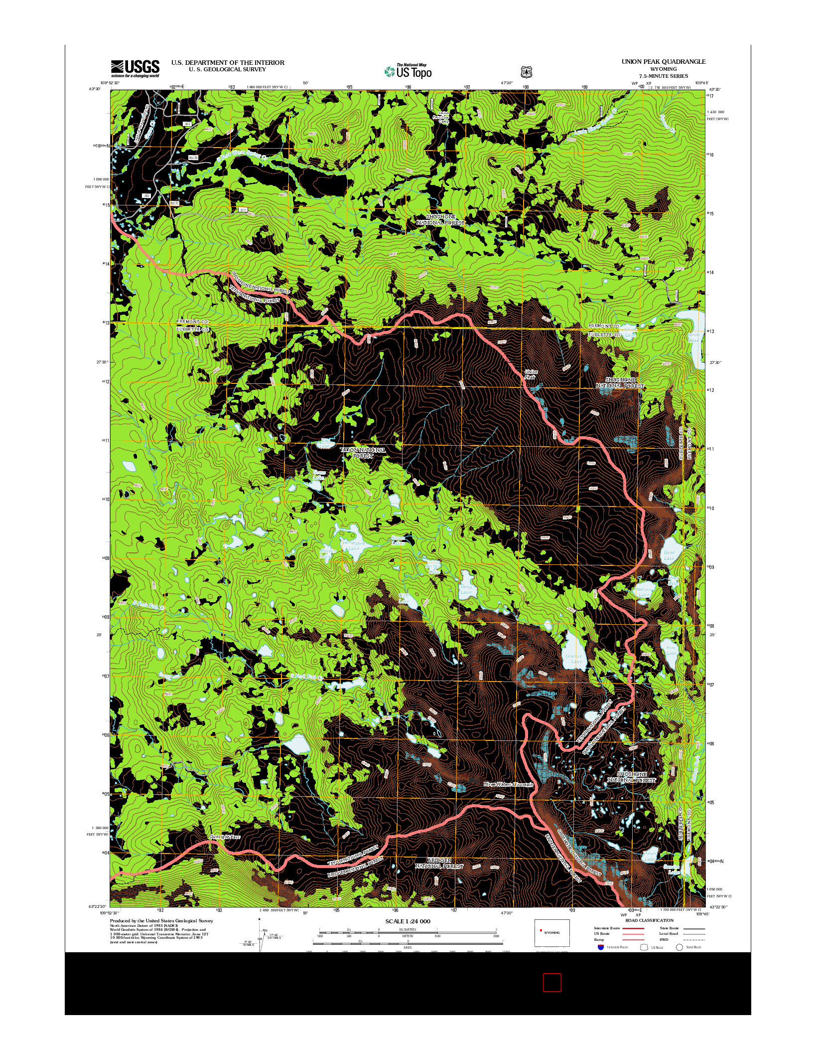 USGS US TOPO 7.5-MINUTE MAP FOR UNION PEAK, WY 2012