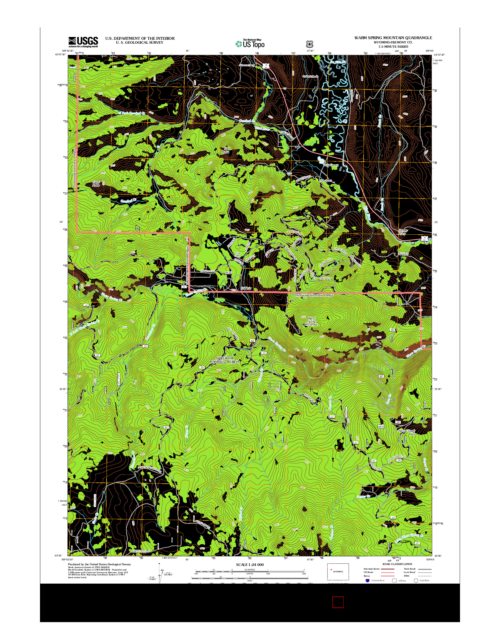 USGS US TOPO 7.5-MINUTE MAP FOR WARM SPRING MOUNTAIN, WY 2012