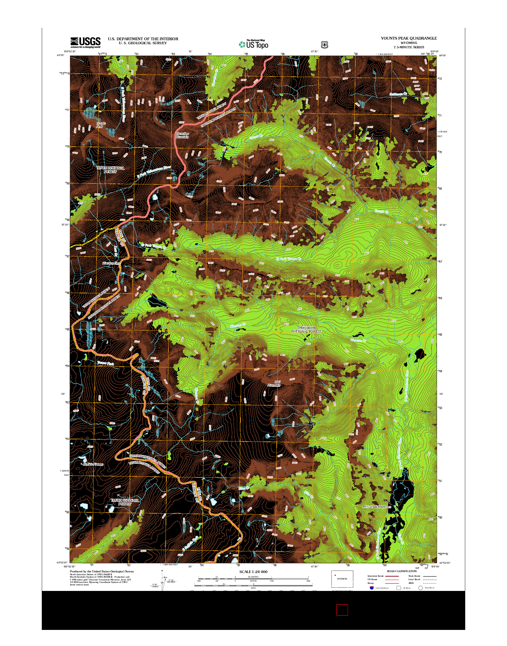 USGS US TOPO 7.5-MINUTE MAP FOR YOUNTS PEAK, WY 2012
