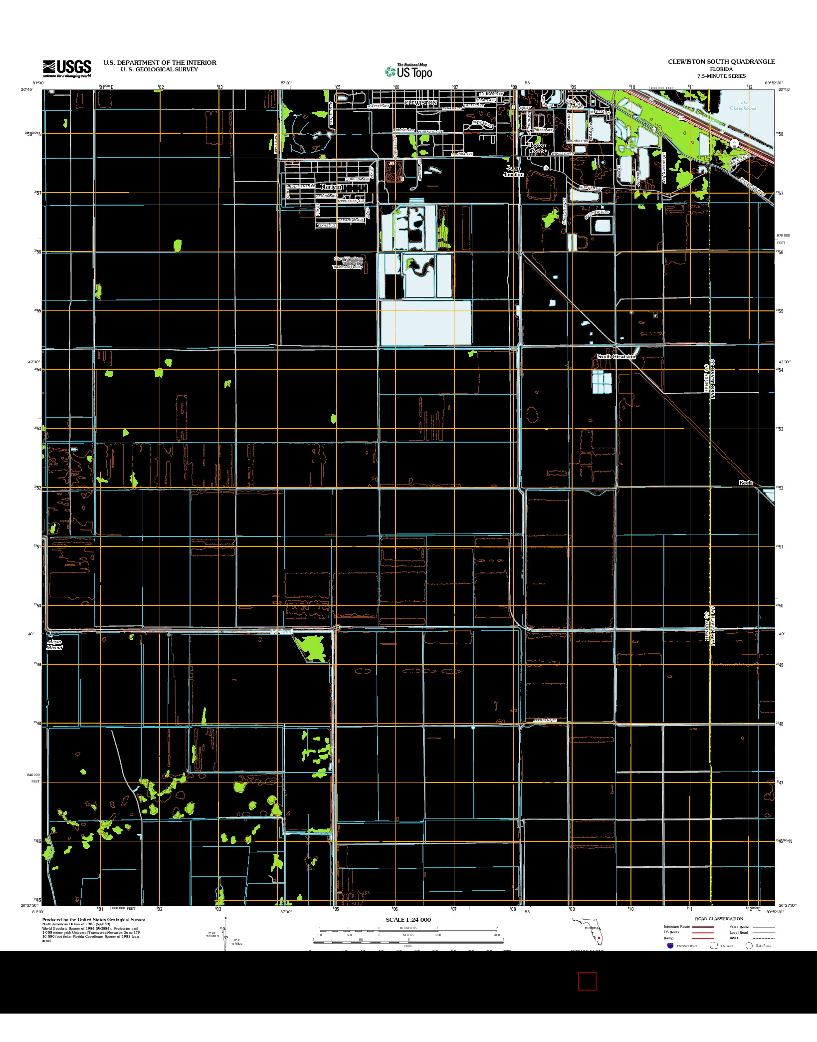 USGS US TOPO 7.5-MINUTE MAP FOR CLEWISTON SOUTH, FL 2012