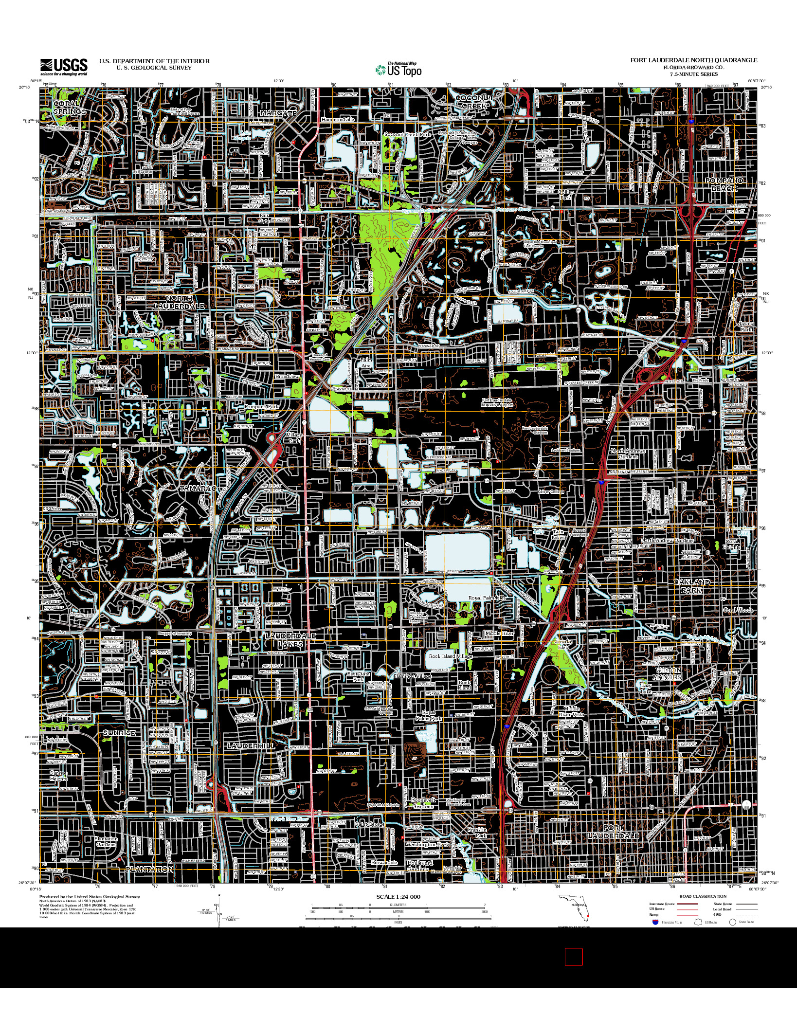 USGS US TOPO 7.5-MINUTE MAP FOR FORT LAUDERDALE NORTH, FL 2012