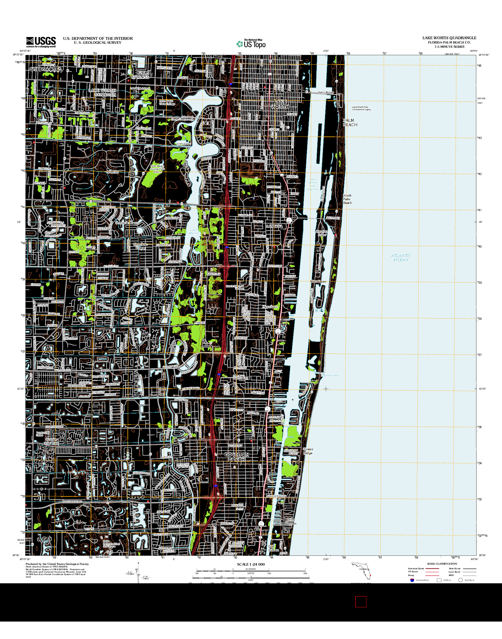 USGS US TOPO 7.5-MINUTE MAP FOR LAKE WORTH, FL 2012