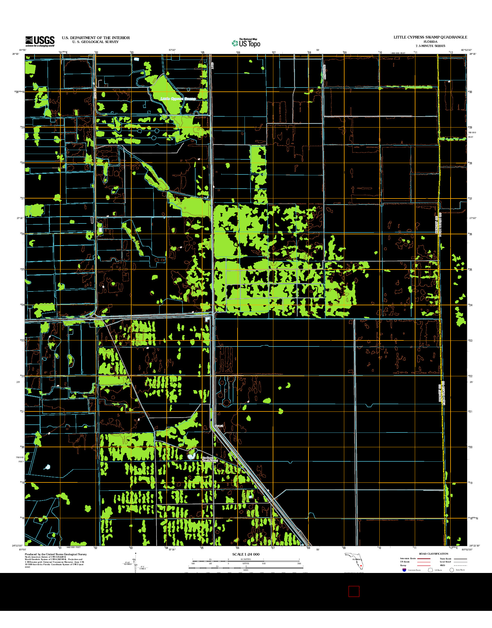 USGS US TOPO 7.5-MINUTE MAP FOR LITTLE CYPRESS SWAMP, FL 2012