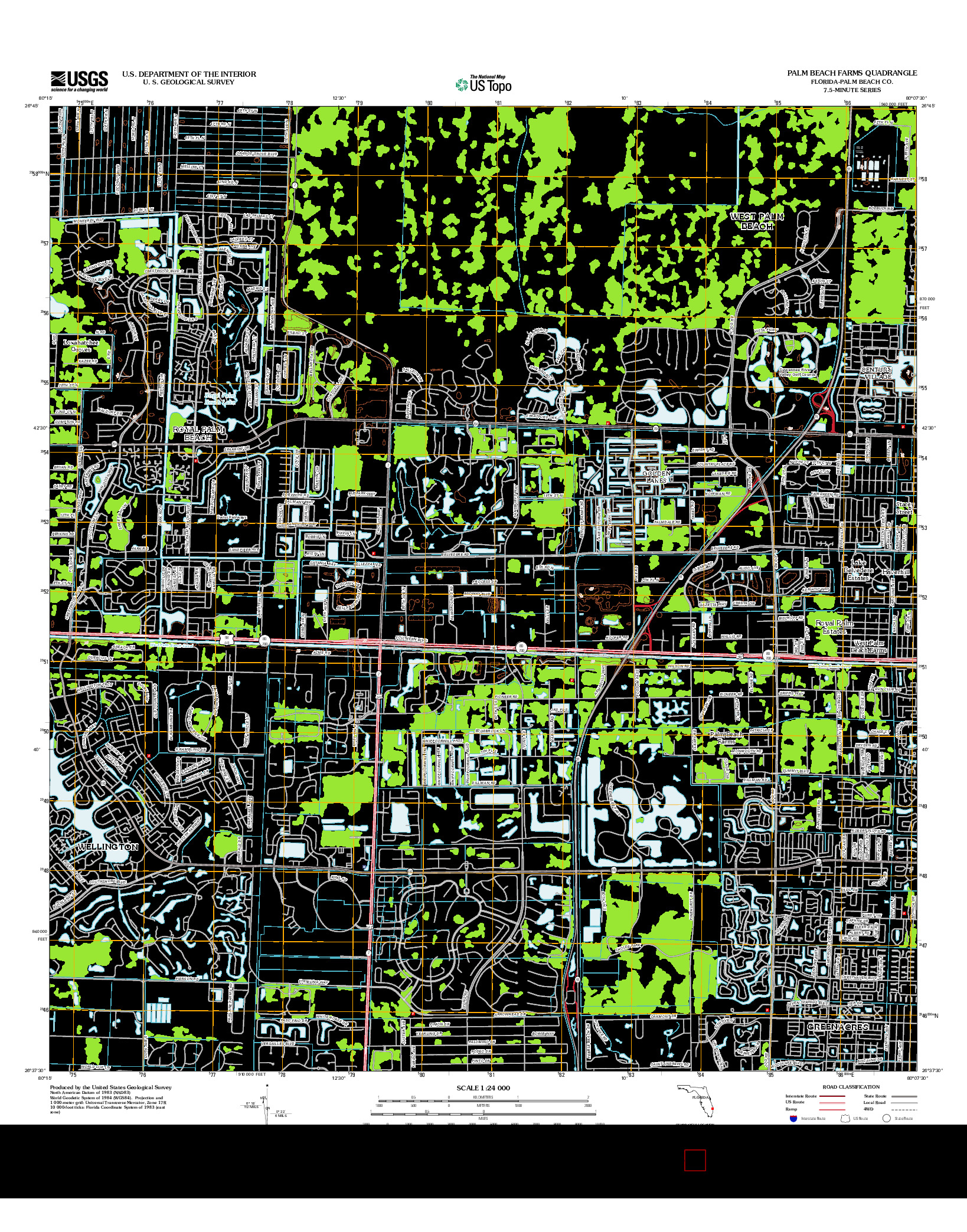 USGS US TOPO 7.5-MINUTE MAP FOR PALM BEACH FARMS, FL 2012