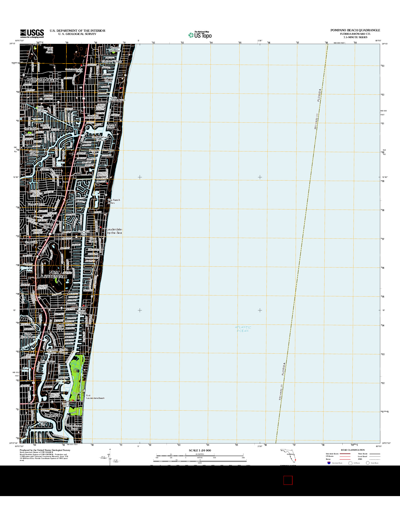 USGS US TOPO 7.5-MINUTE MAP FOR POMPANO BEACH, FL 2012