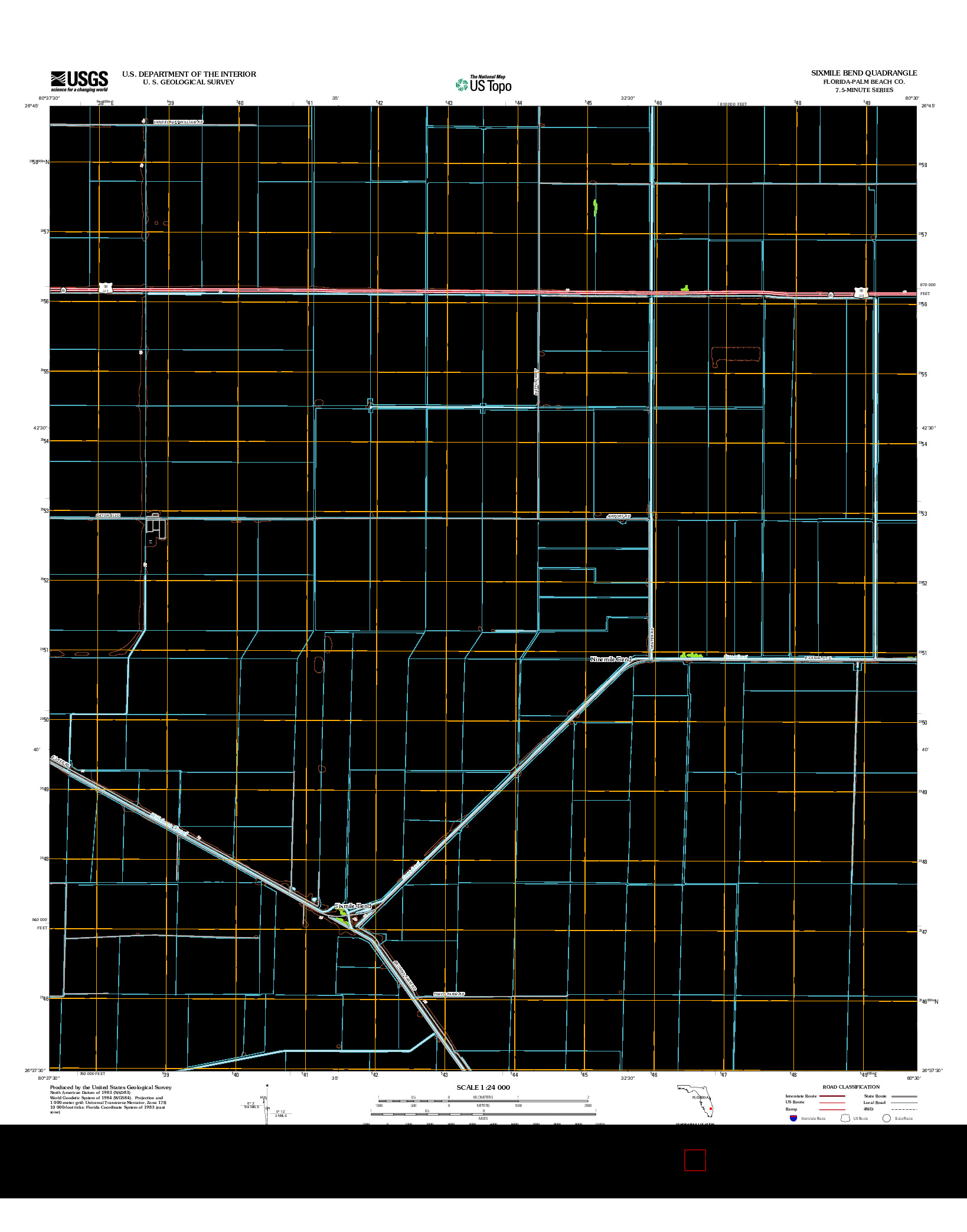 USGS US TOPO 7.5-MINUTE MAP FOR SIXMILE BEND, FL 2012