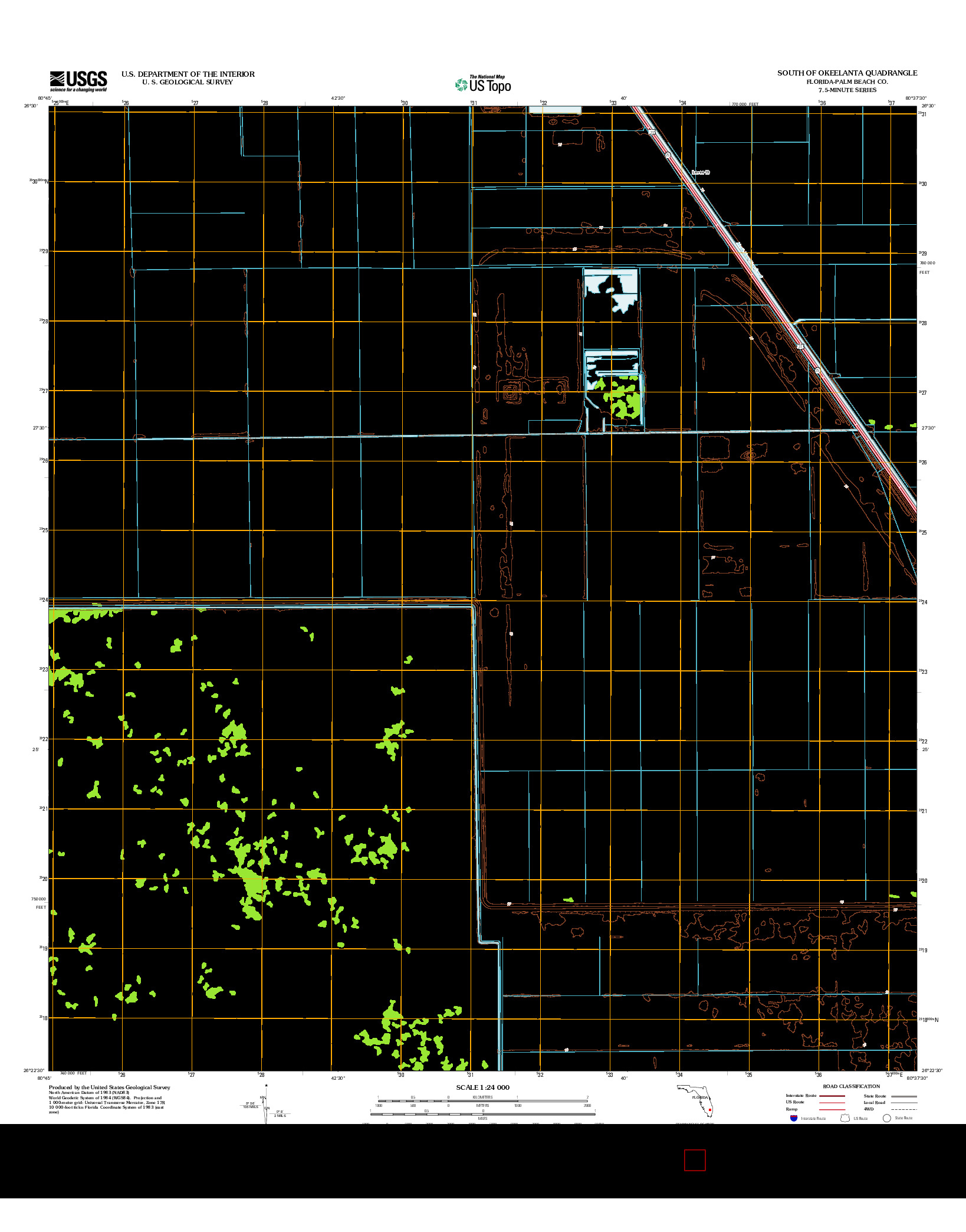 USGS US TOPO 7.5-MINUTE MAP FOR SOUTH OF OKEELANTA, FL 2012