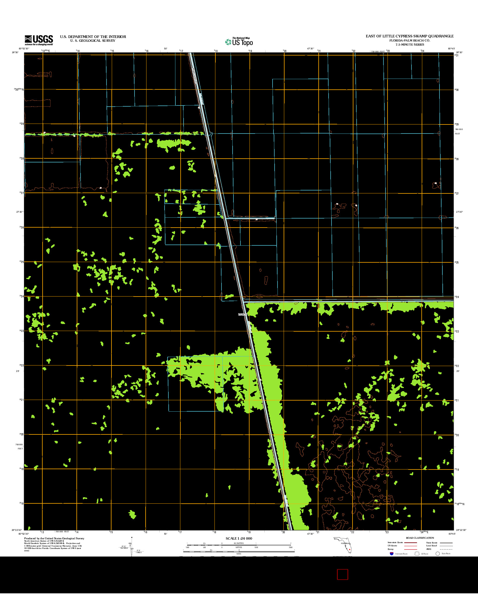 USGS US TOPO 7.5-MINUTE MAP FOR EAST OF LITTLE CYPRESS SWAMP, FL 2012