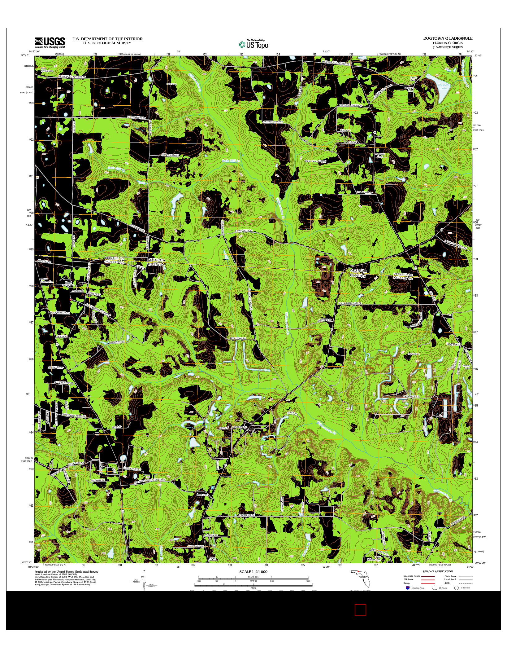 USGS US TOPO 7.5-MINUTE MAP FOR DOGTOWN, FL-GA 2012