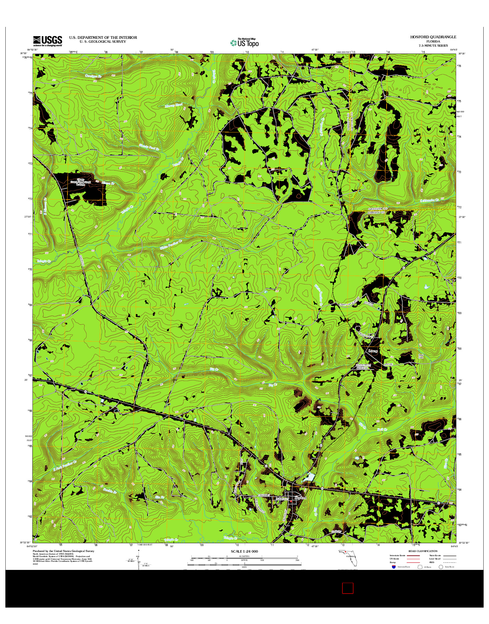 USGS US TOPO 7.5-MINUTE MAP FOR HOSFORD, FL 2012