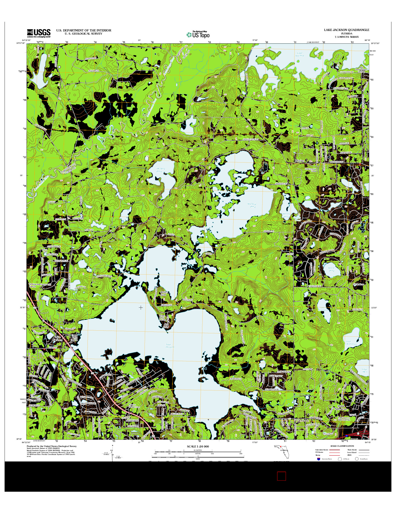 USGS US TOPO 7.5-MINUTE MAP FOR LAKE JACKSON, FL 2012