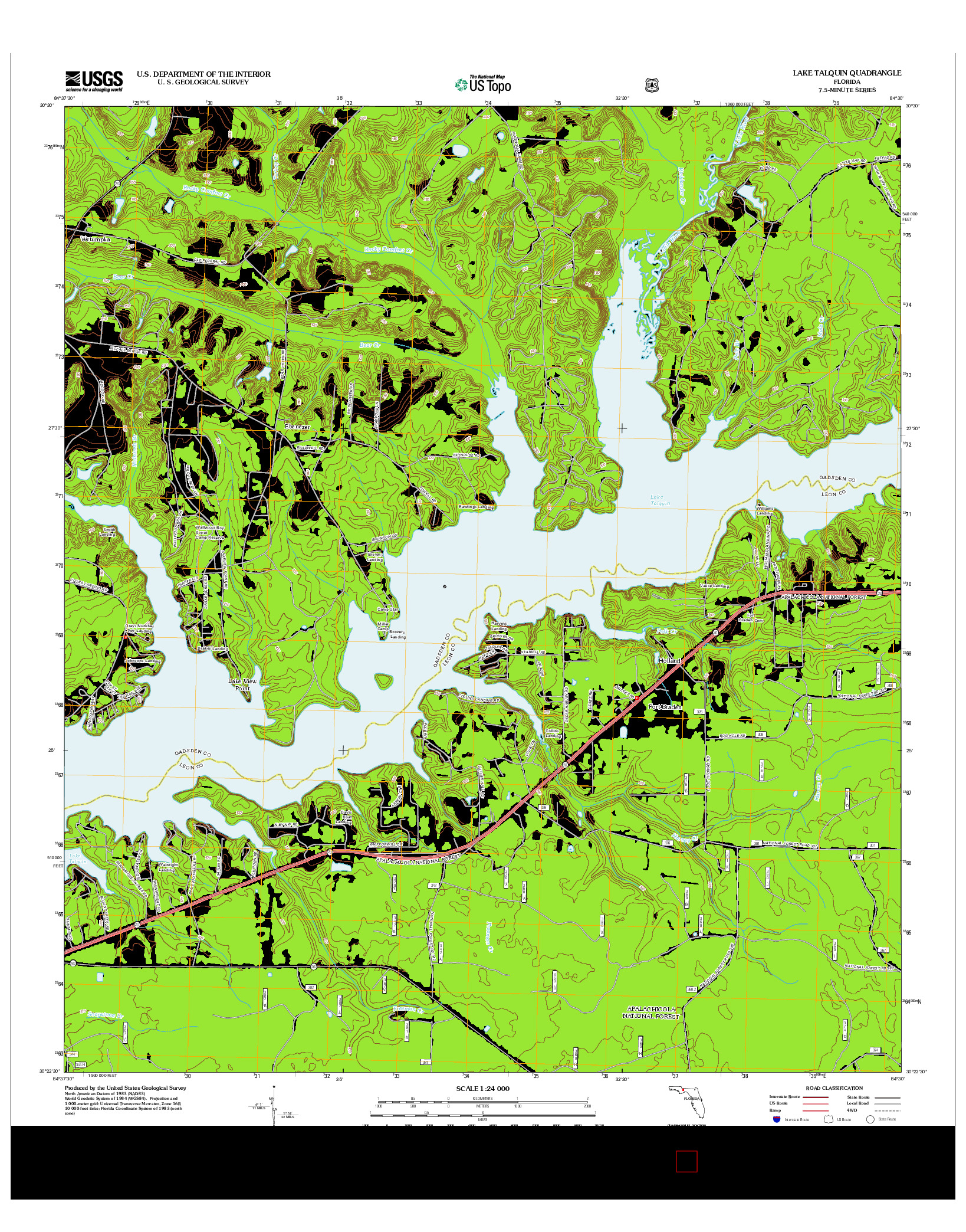 USGS US TOPO 7.5-MINUTE MAP FOR LAKE TALQUIN, FL 2012
