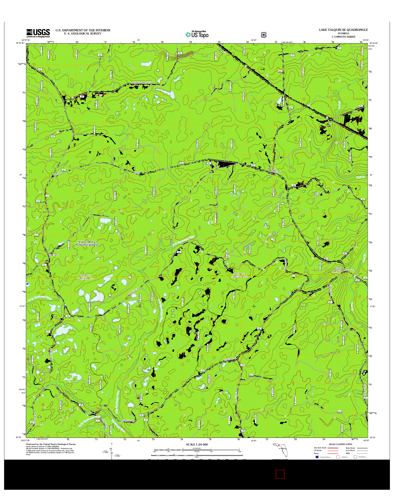 USGS US TOPO 7.5-MINUTE MAP FOR LAKE TALQUIN SE, FL 2012