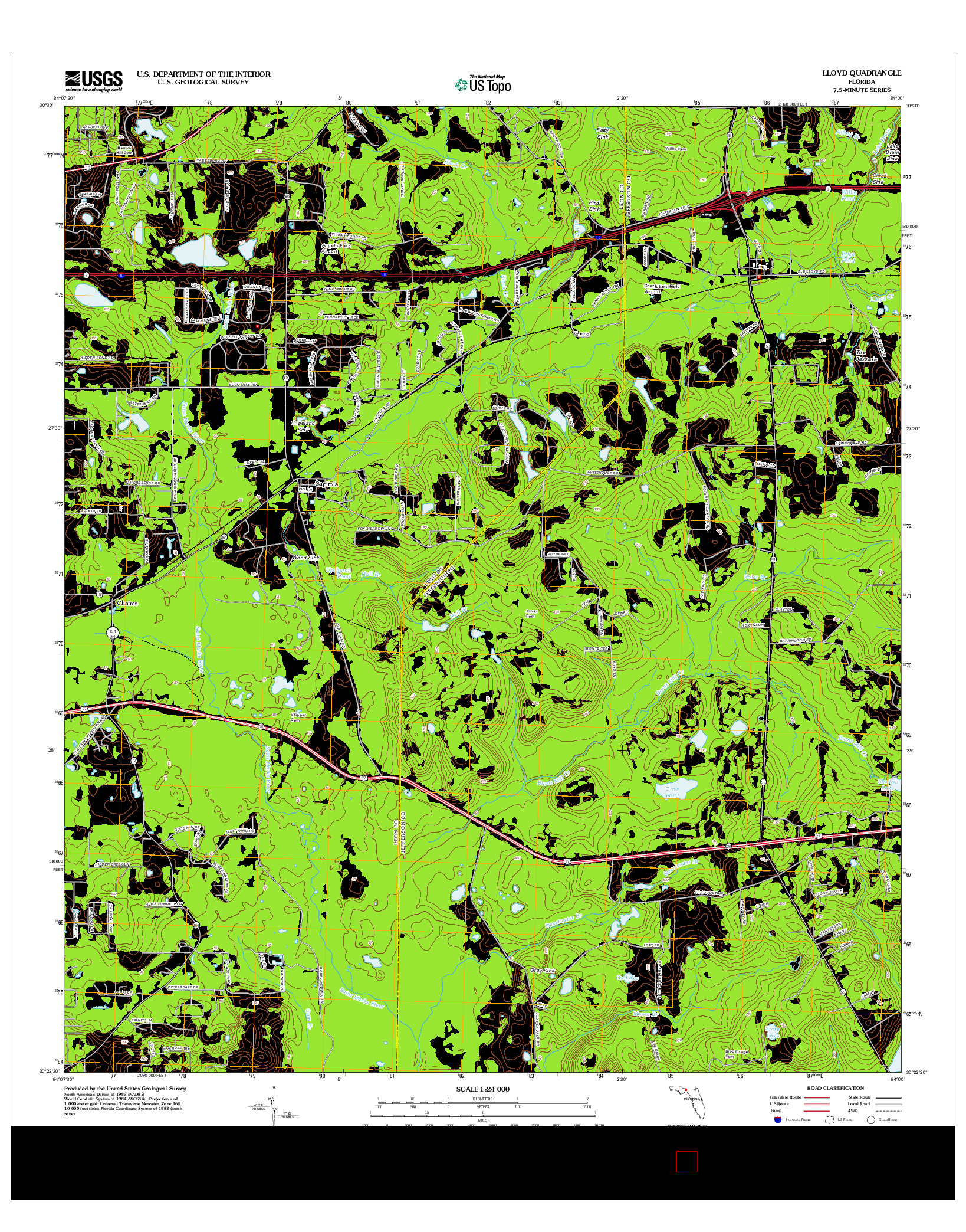 USGS US TOPO 7.5-MINUTE MAP FOR LLOYD, FL 2012