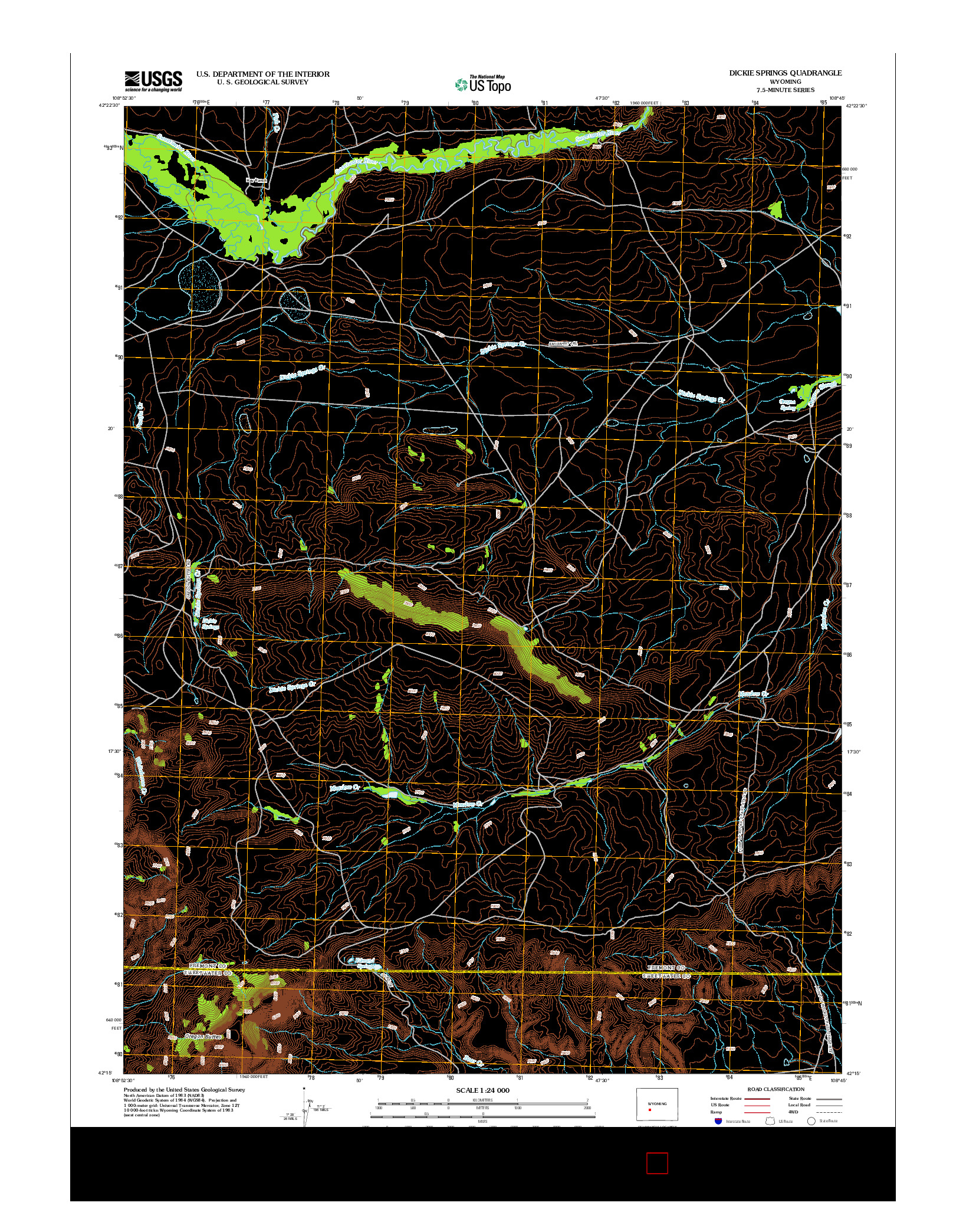 USGS US TOPO 7.5-MINUTE MAP FOR DICKIE SPRINGS, WY 2012