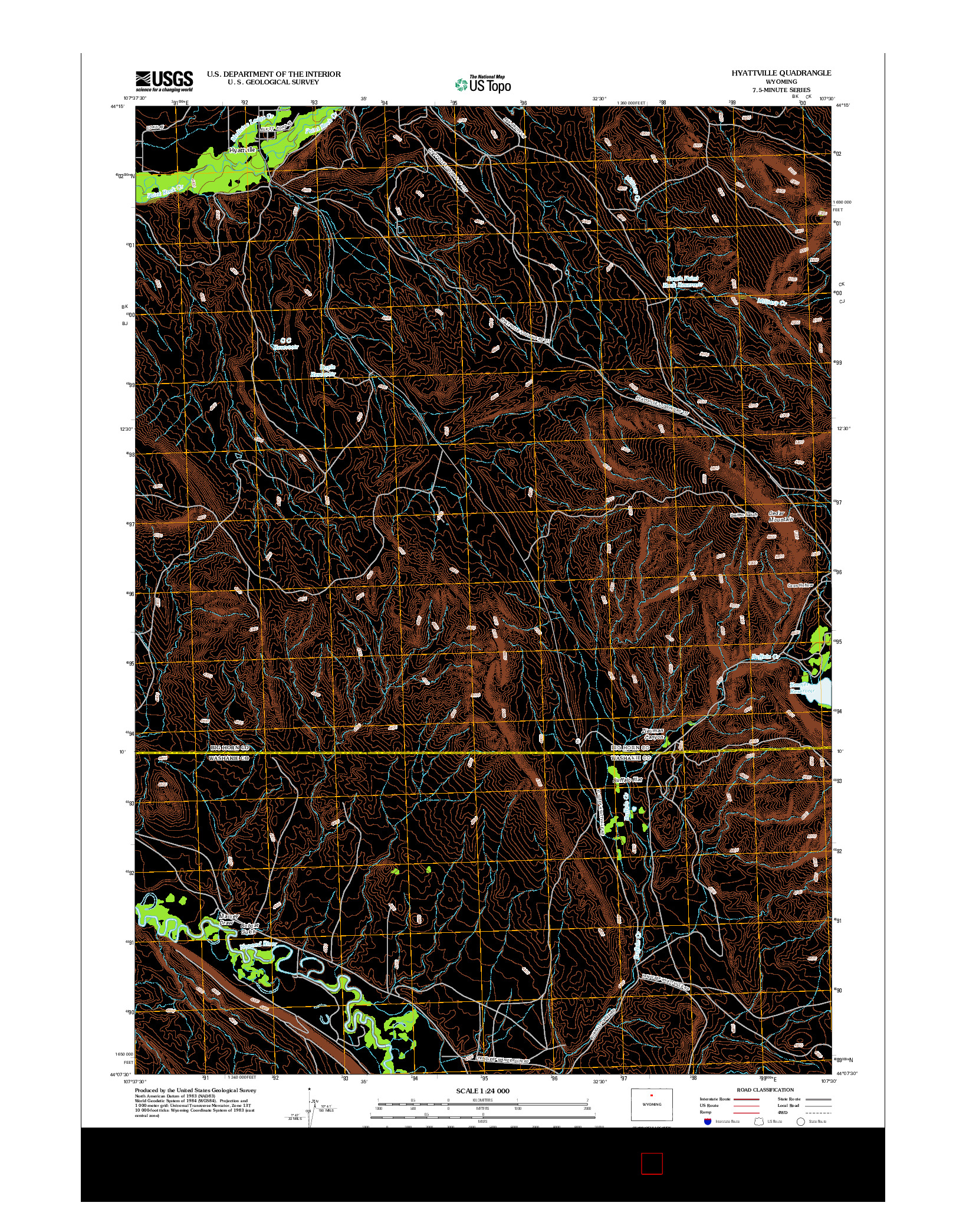 USGS US TOPO 7.5-MINUTE MAP FOR HYATTVILLE, WY 2012