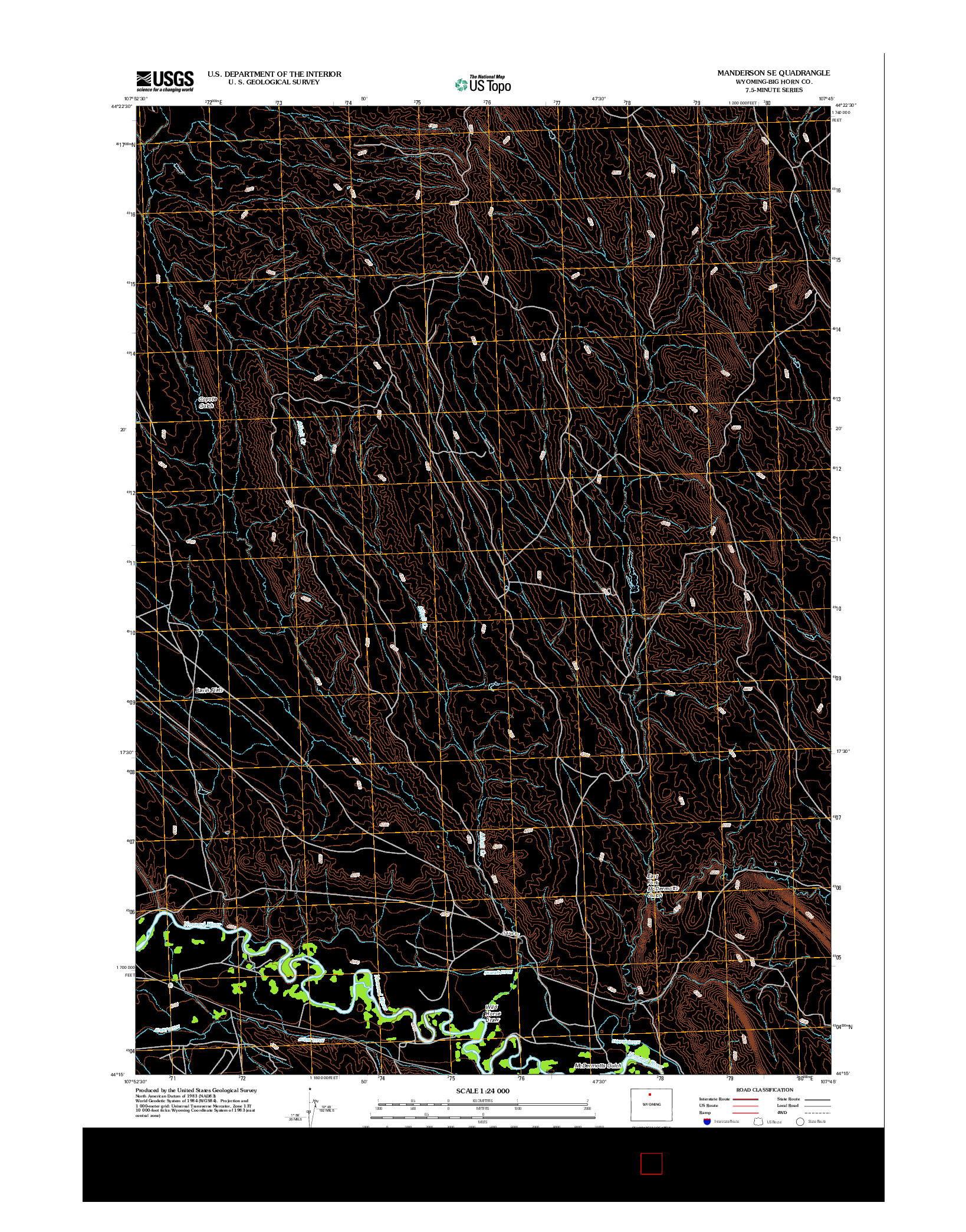 USGS US TOPO 7.5-MINUTE MAP FOR MANDERSON SE, WY 2012