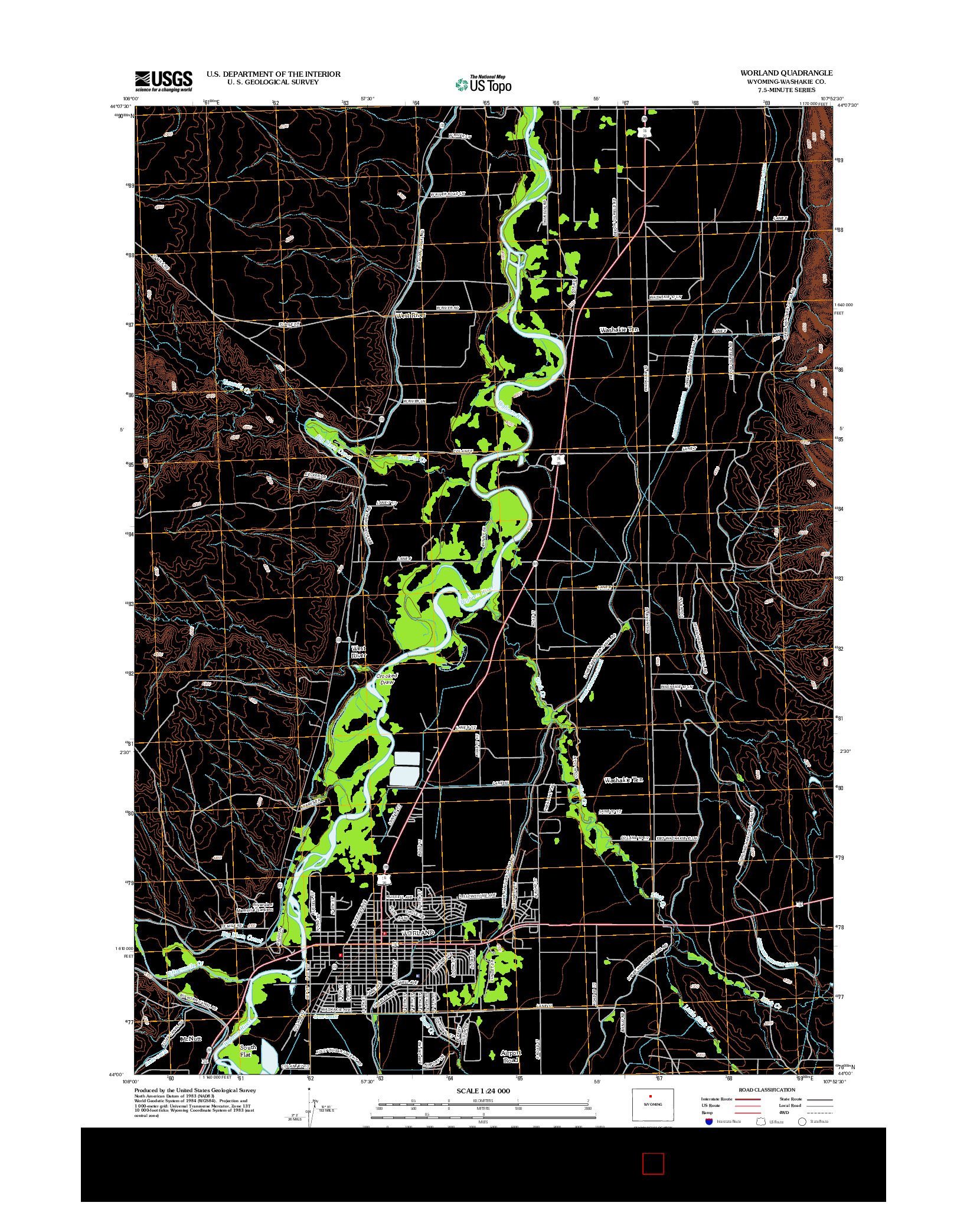 USGS US TOPO 7.5-MINUTE MAP FOR WORLAND, WY 2012