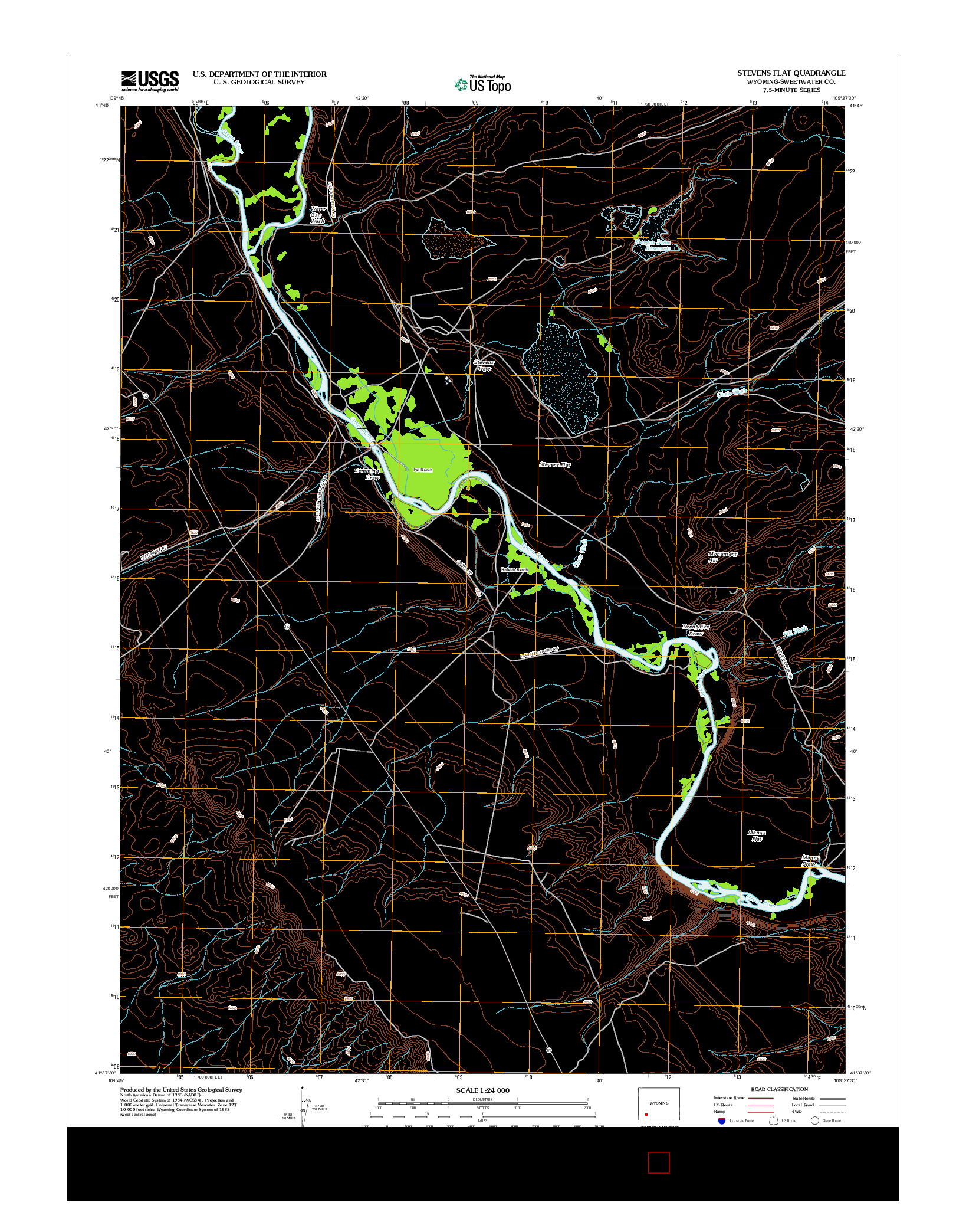 USGS US TOPO 7.5-MINUTE MAP FOR STEVENS FLAT, WY 2012