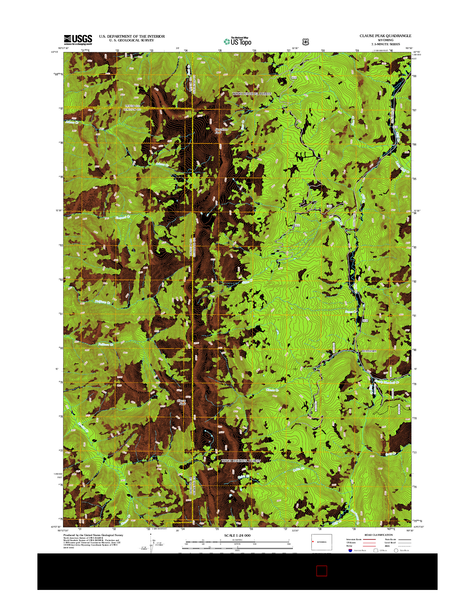 USGS US TOPO 7.5-MINUTE MAP FOR CLAUSE PEAK, WY 2012