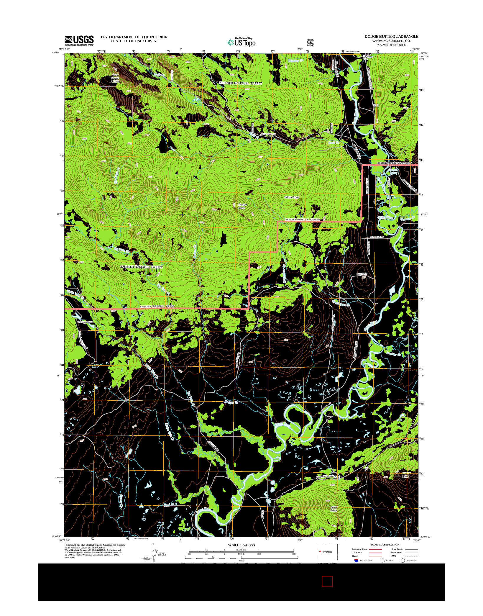 USGS US TOPO 7.5-MINUTE MAP FOR DODGE BUTTE, WY 2012