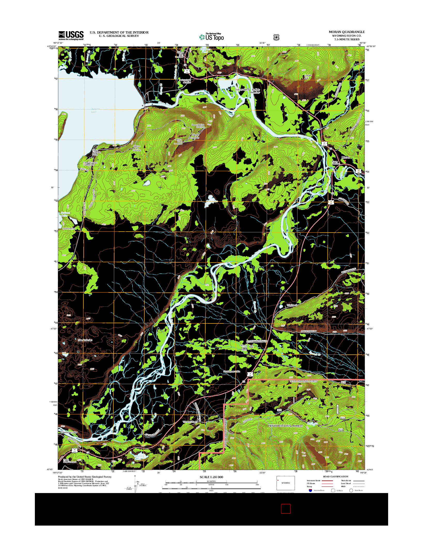 USGS US TOPO 7.5-MINUTE MAP FOR MORAN, WY 2012