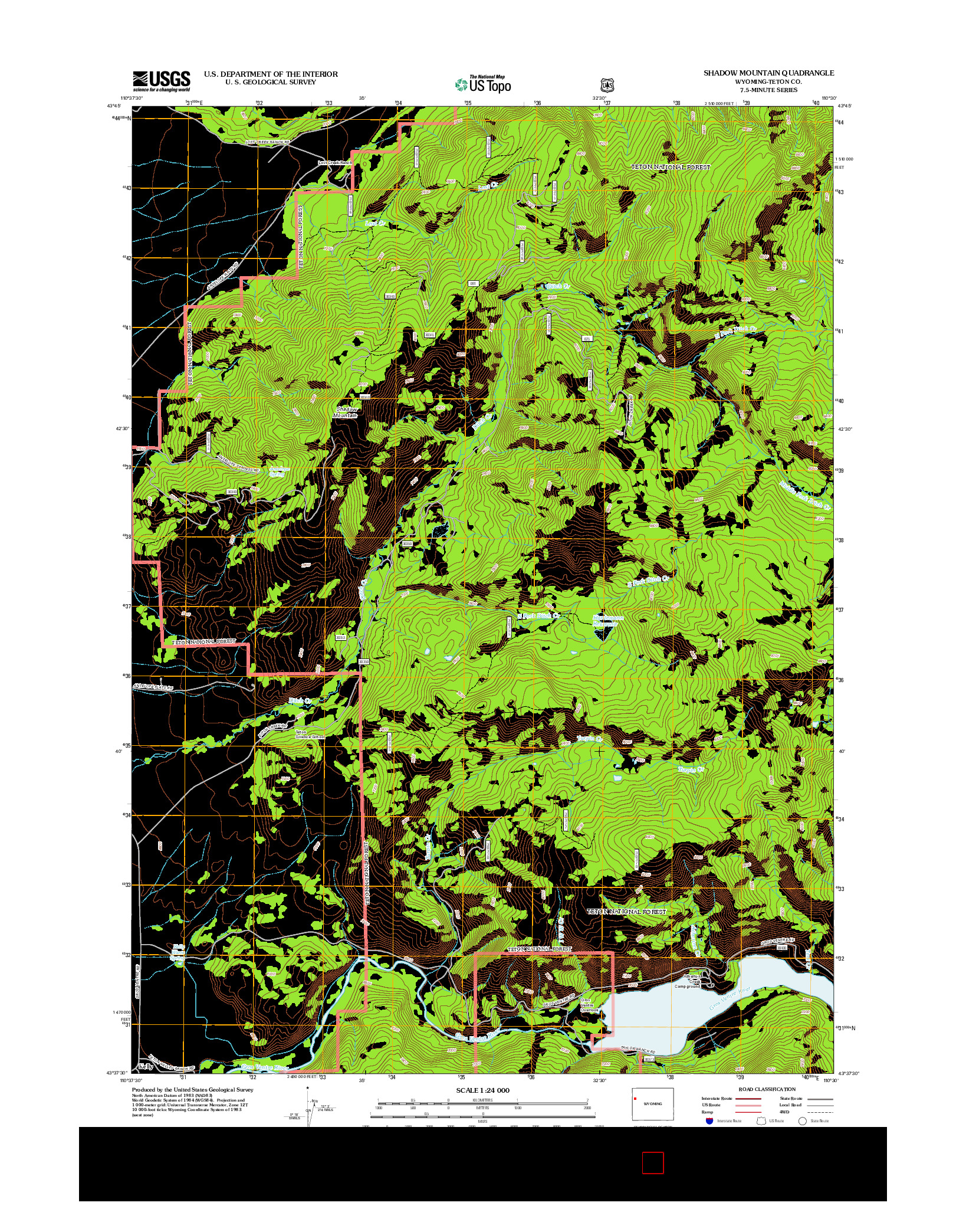 USGS US TOPO 7.5-MINUTE MAP FOR SHADOW MOUNTAIN, WY 2012