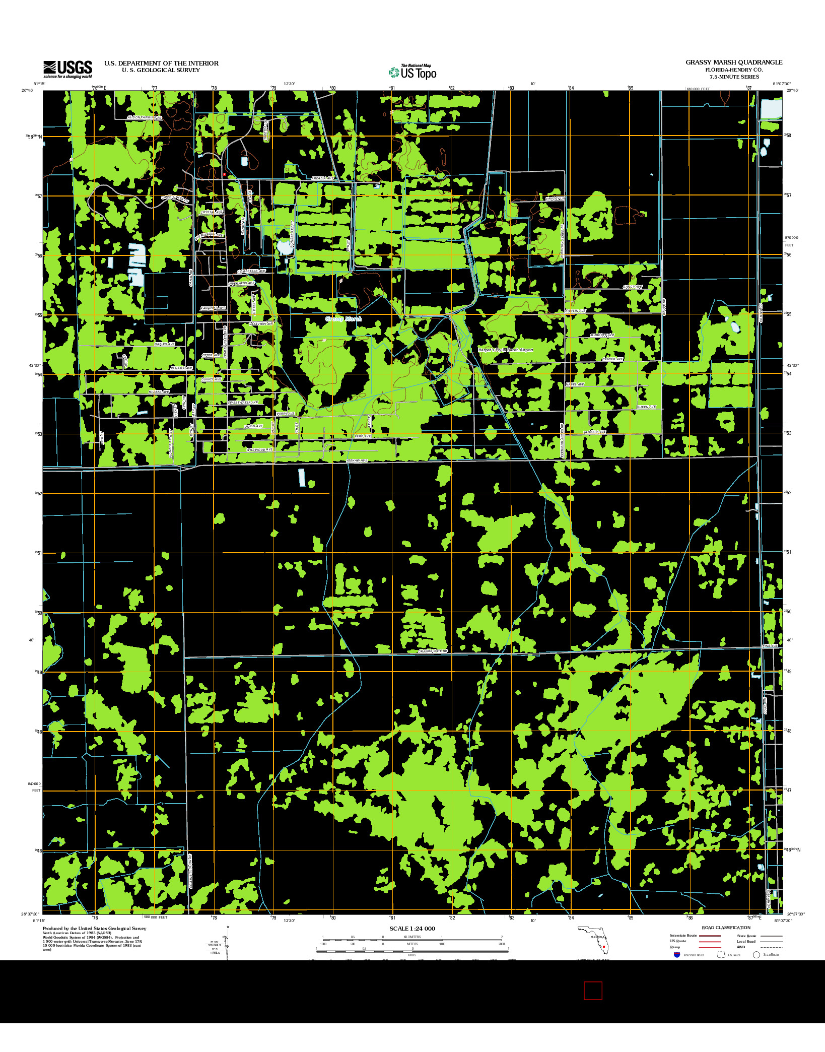 USGS US TOPO 7.5-MINUTE MAP FOR GRASSY MARSH, FL 2012