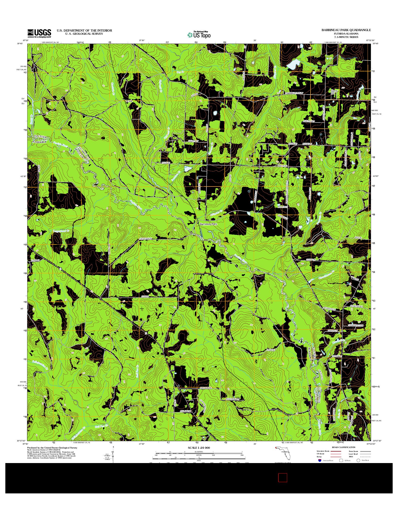 USGS US TOPO 7.5-MINUTE MAP FOR BARRINEAU PARK, FL-AL 2012