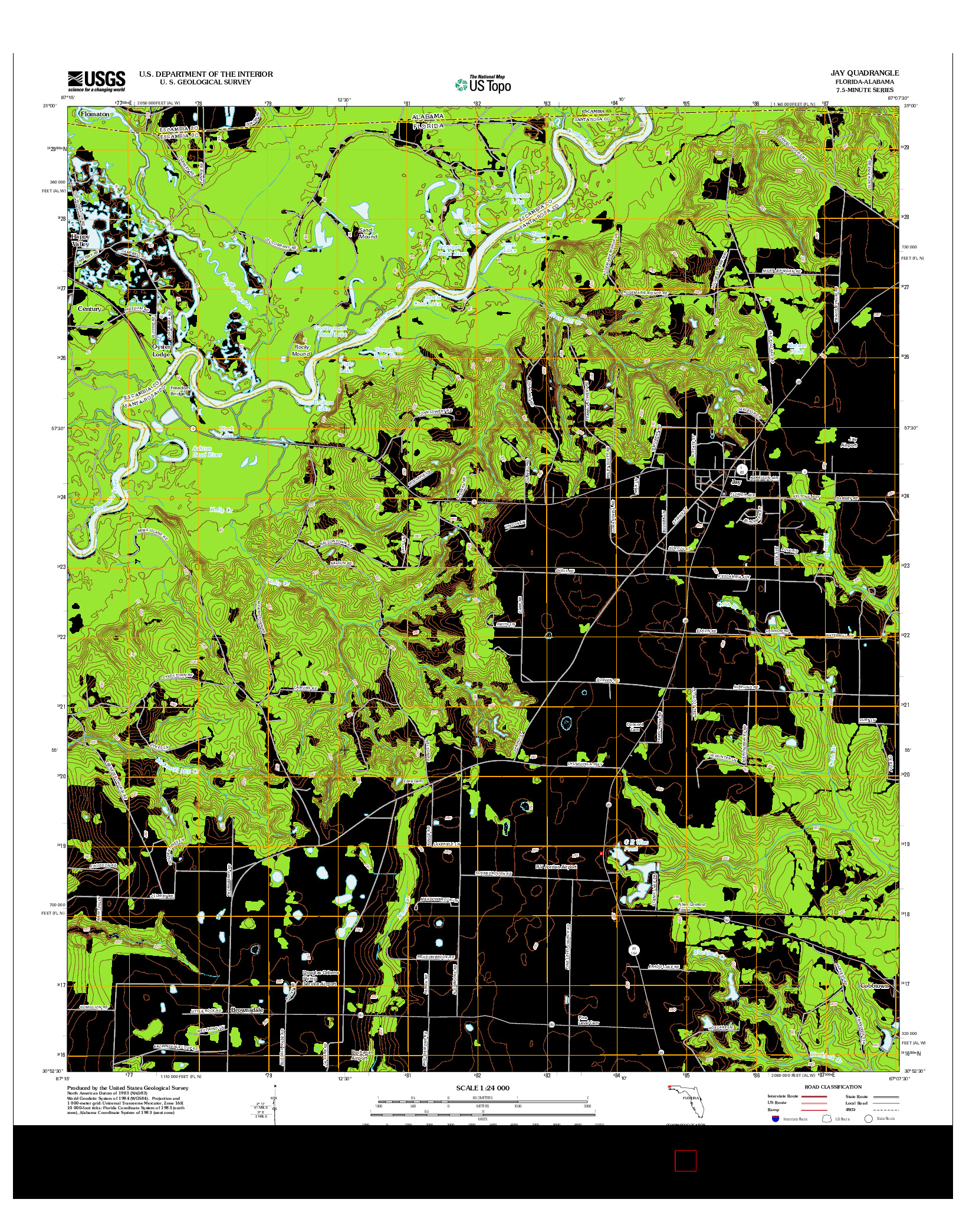 USGS US TOPO 7.5-MINUTE MAP FOR JAY, FL-AL 2012