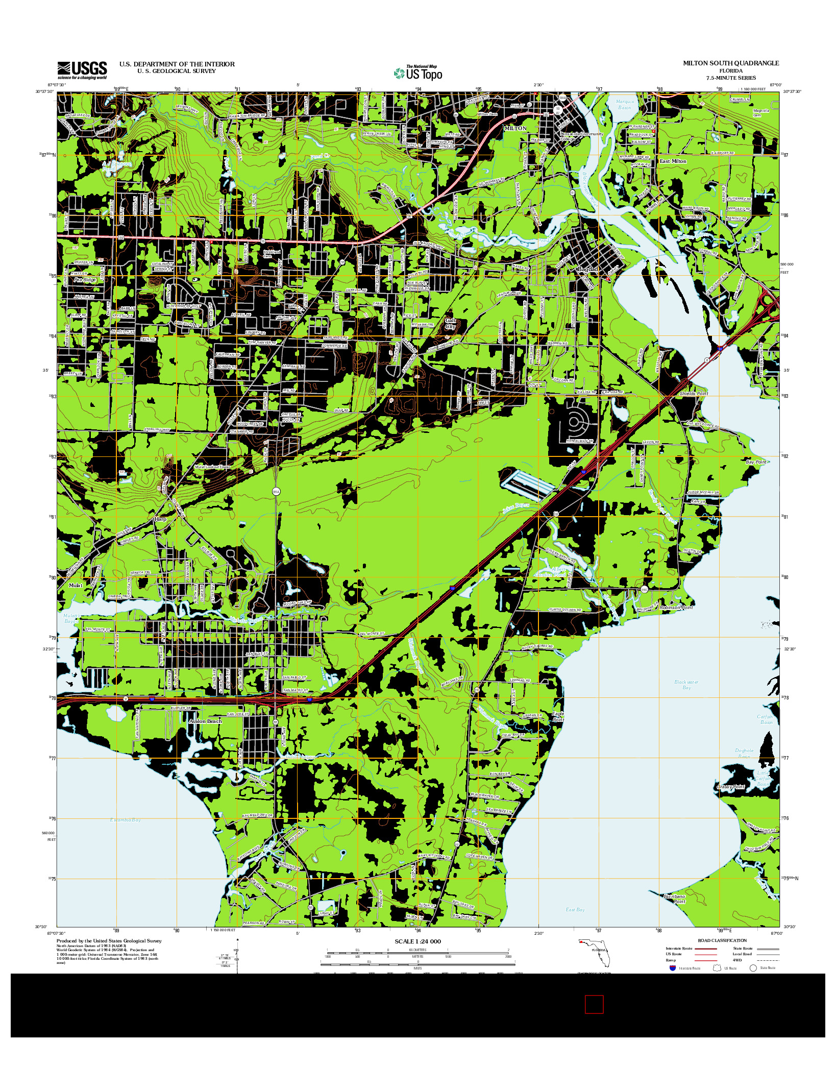 USGS US TOPO 7.5-MINUTE MAP FOR MILTON SOUTH, FL 2012