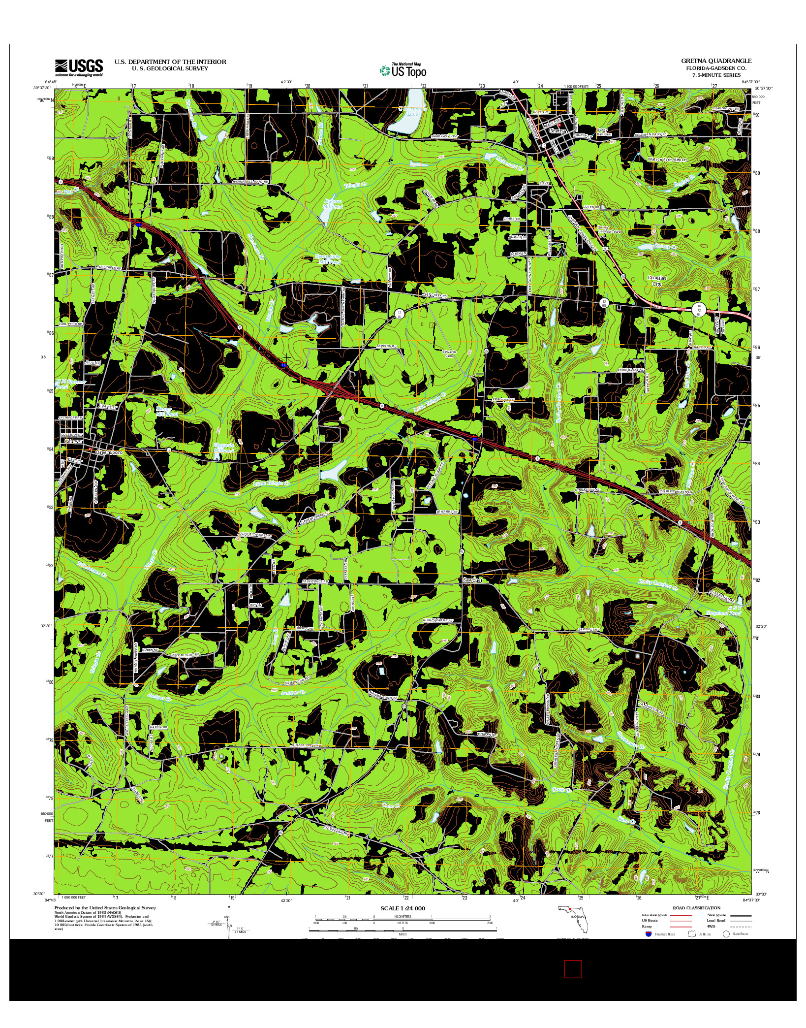 USGS US TOPO 7.5-MINUTE MAP FOR GRETNA, FL 2012