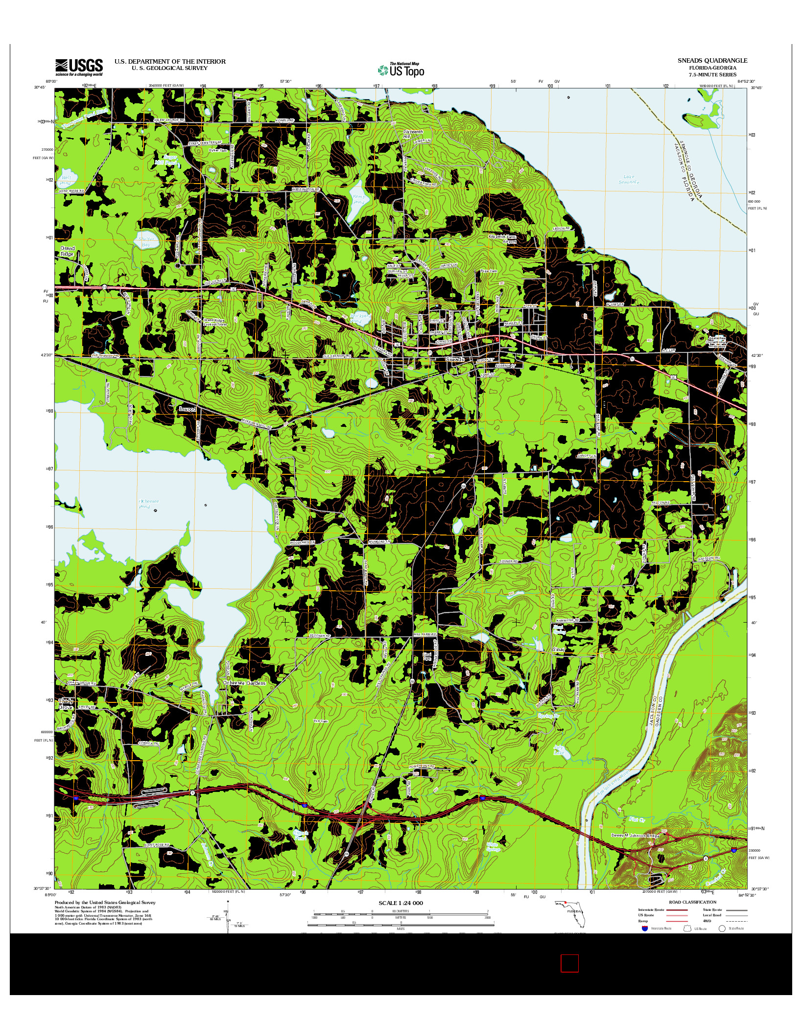 USGS US TOPO 7.5-MINUTE MAP FOR SNEADS, FL-GA 2012