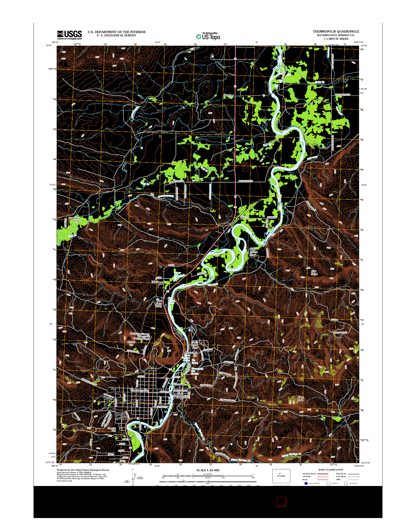 USGS US TOPO 7.5-MINUTE MAP FOR THERMOPOLIS, WY 2012