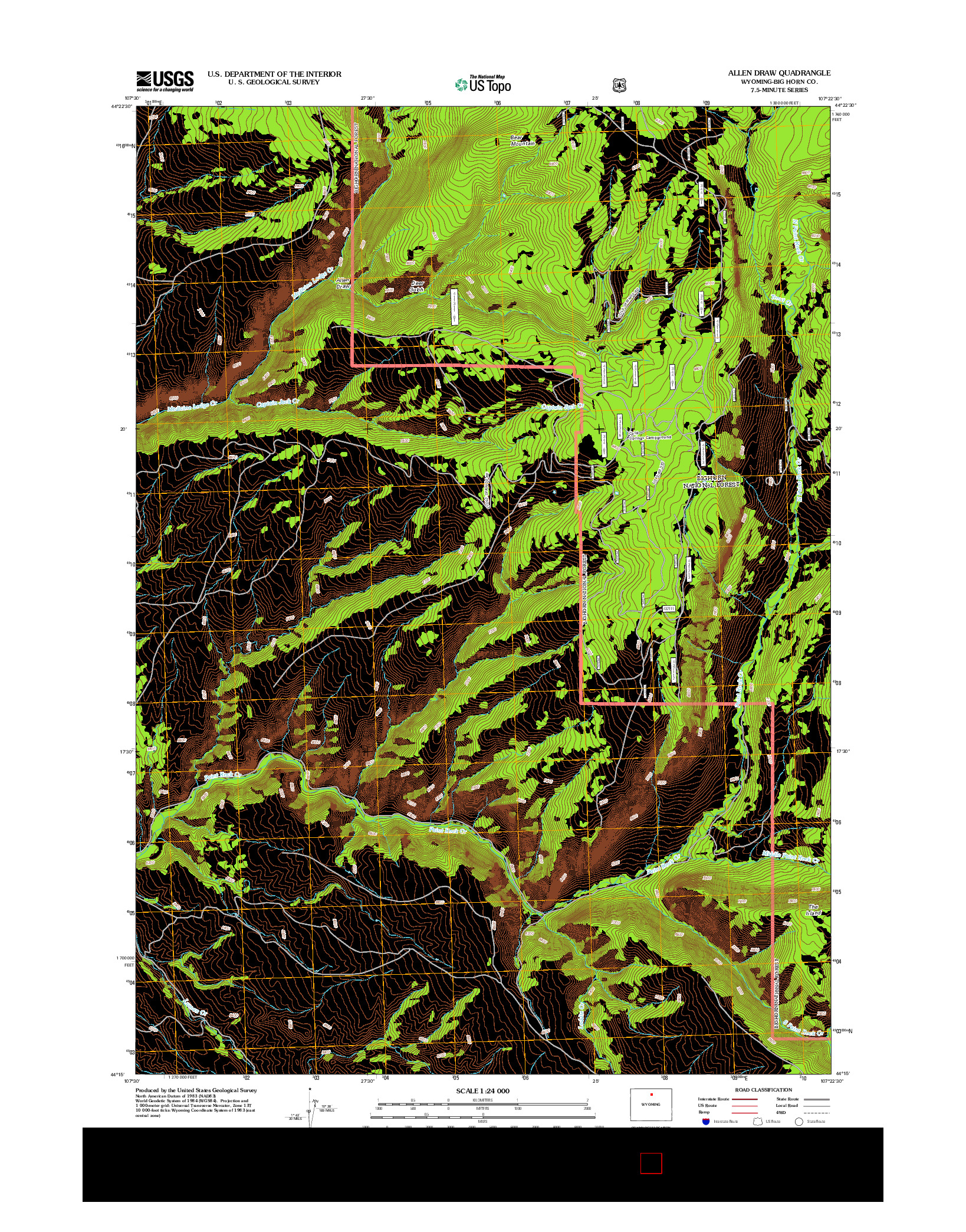 USGS US TOPO 7.5-MINUTE MAP FOR ALLEN DRAW, WY 2012