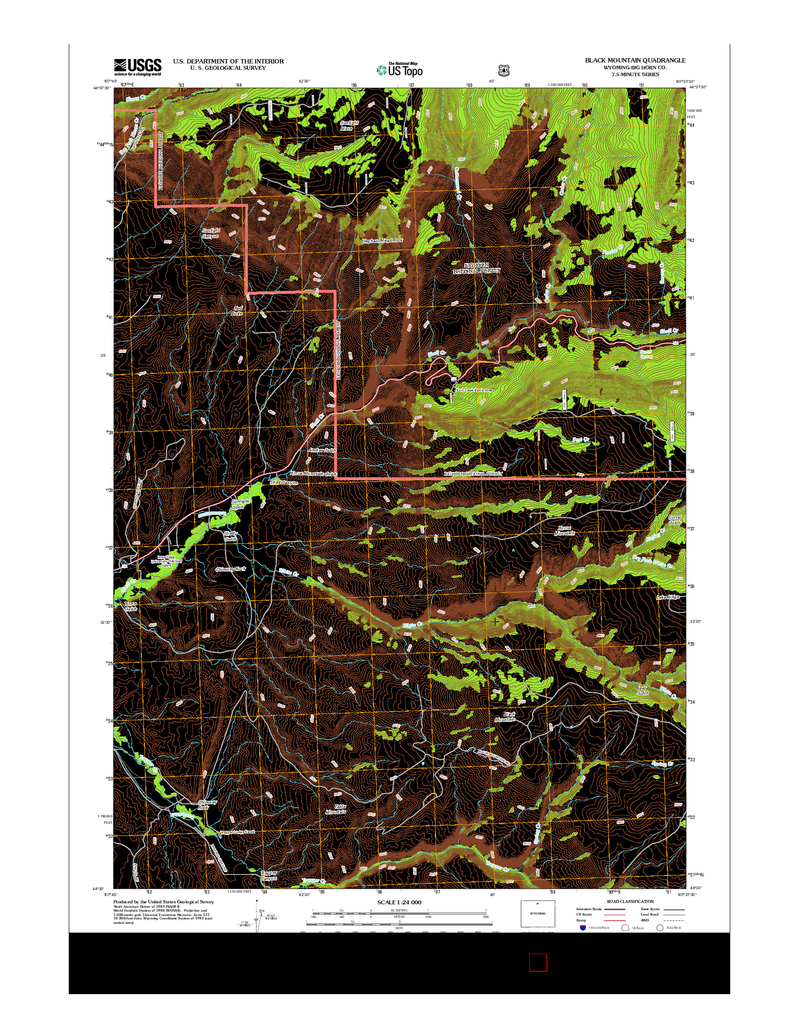 USGS US TOPO 7.5-MINUTE MAP FOR BLACK MOUNTAIN, WY 2012