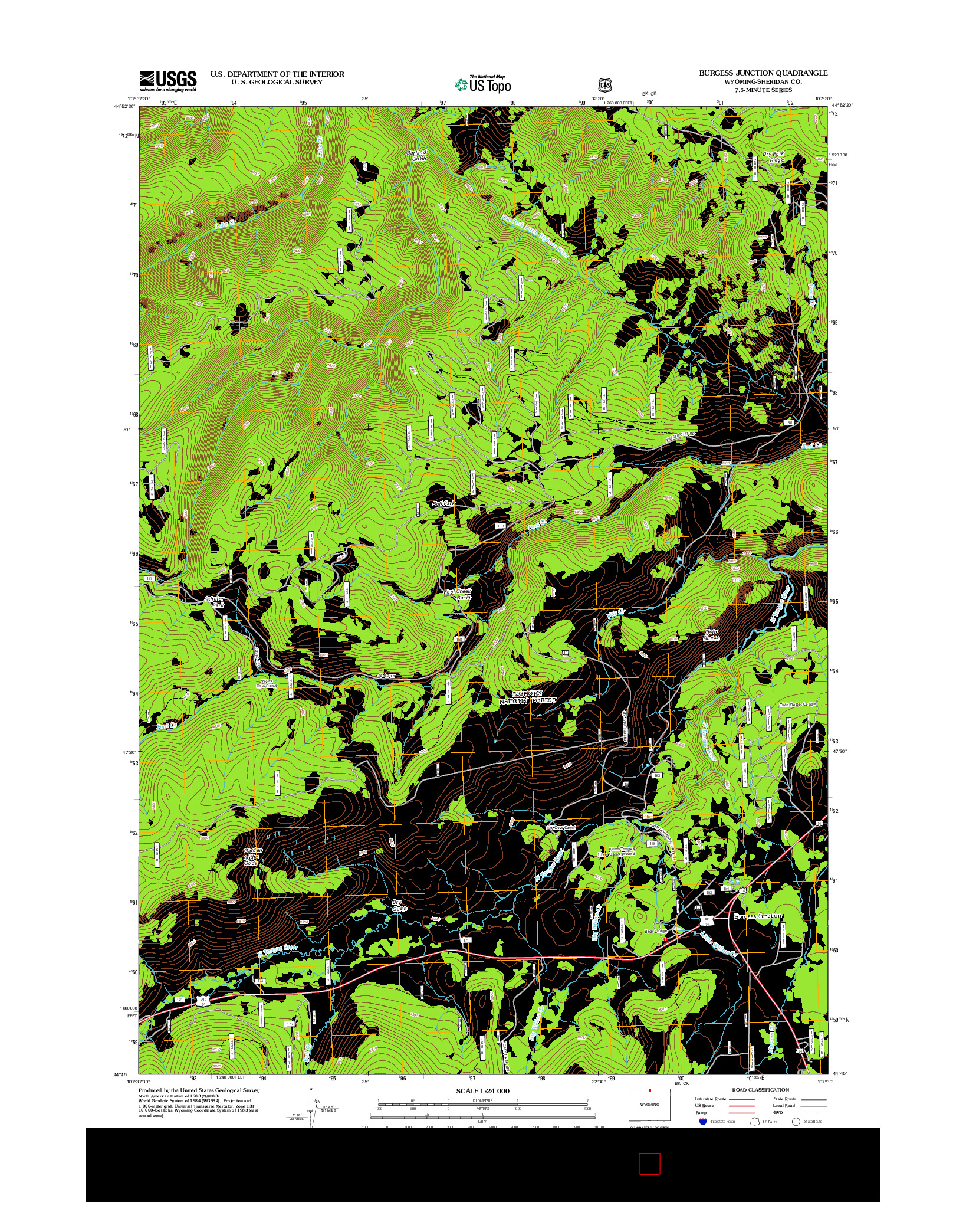 USGS US TOPO 7.5-MINUTE MAP FOR BURGESS JUNCTION, WY 2012