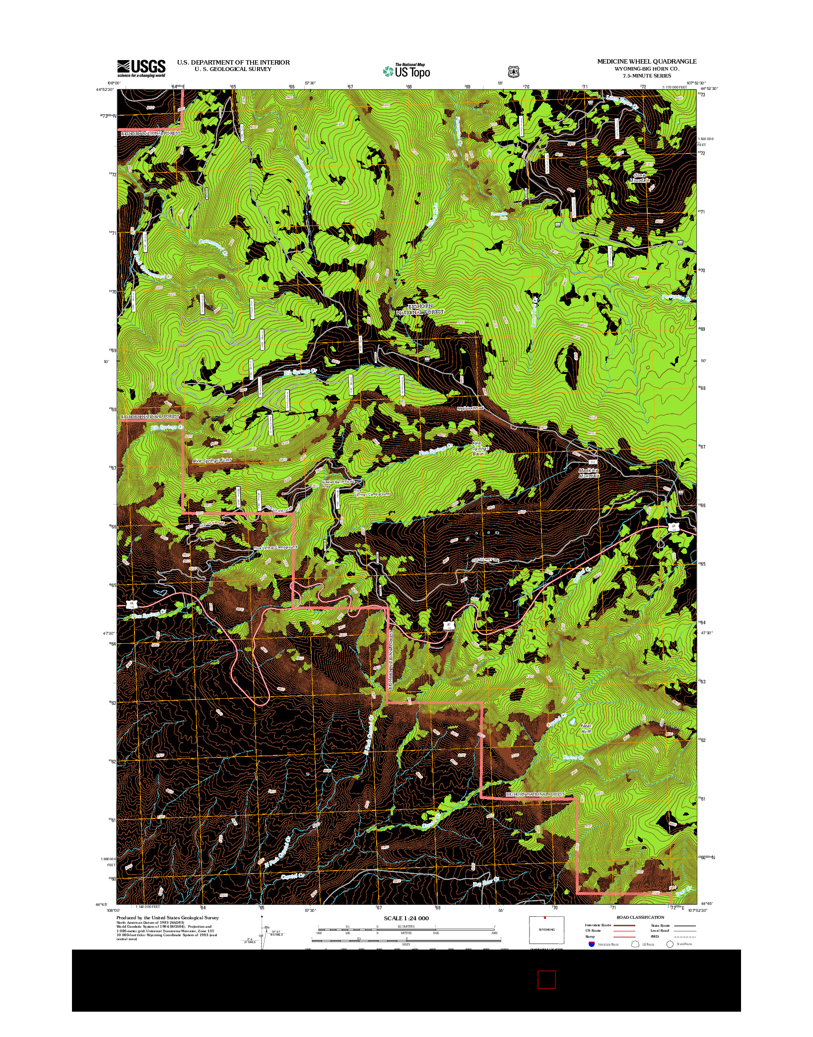 USGS US TOPO 7.5-MINUTE MAP FOR MEDICINE WHEEL, WY 2012