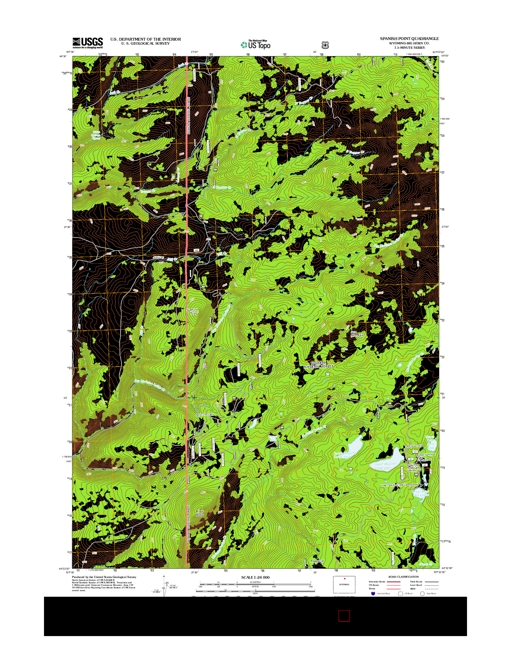 USGS US TOPO 7.5-MINUTE MAP FOR SPANISH POINT, WY 2012