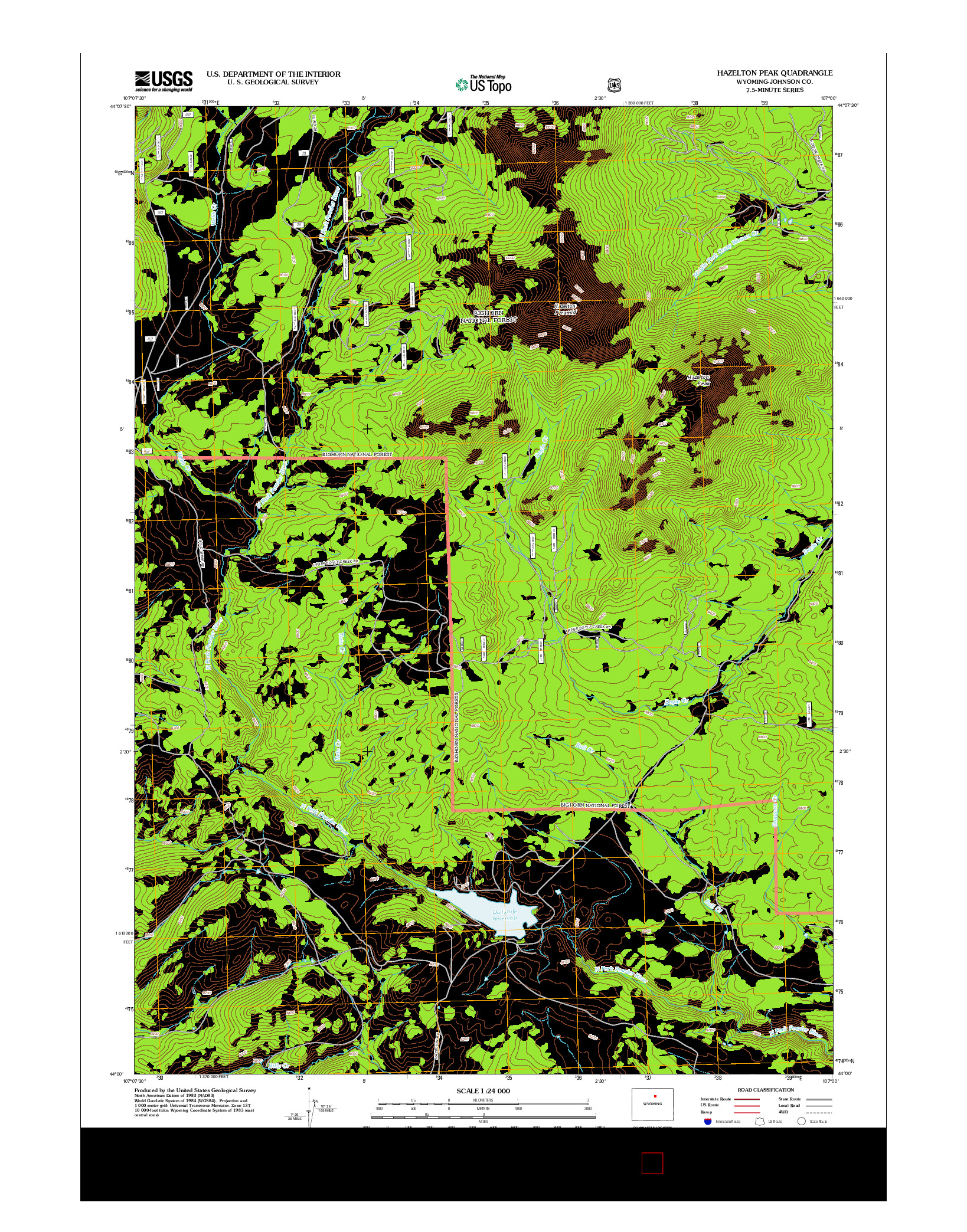 USGS US TOPO 7.5-MINUTE MAP FOR HAZELTON PEAK, WY 2012