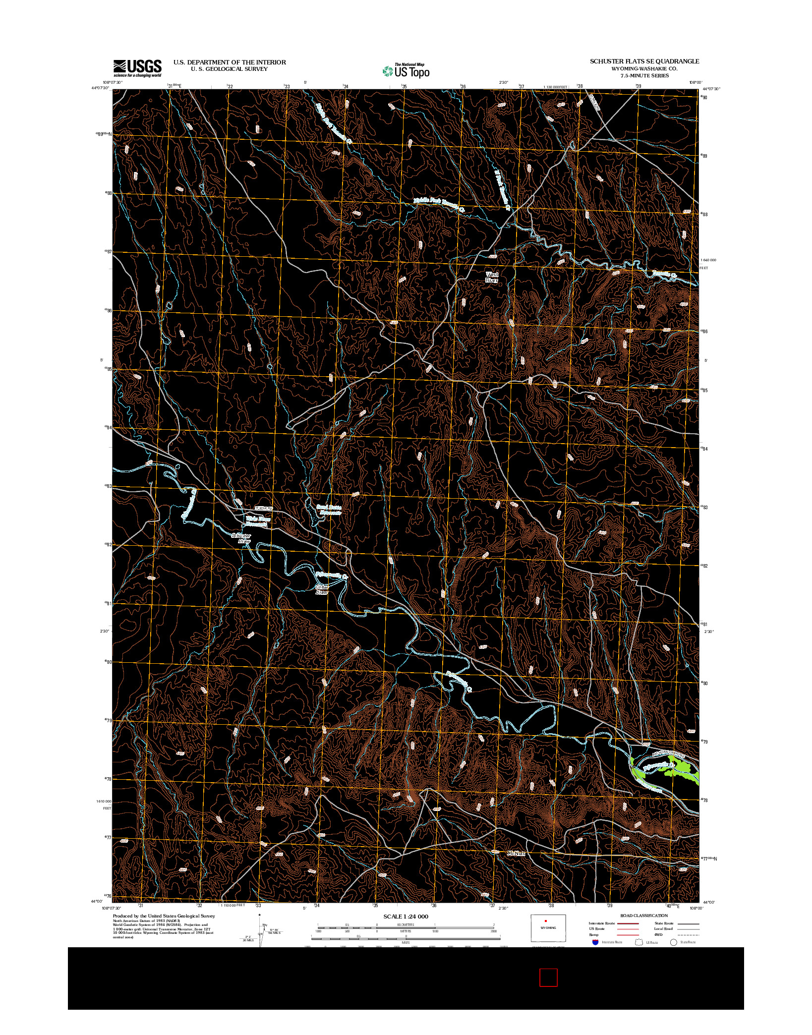 USGS US TOPO 7.5-MINUTE MAP FOR SCHUSTER FLATS SE, WY 2012