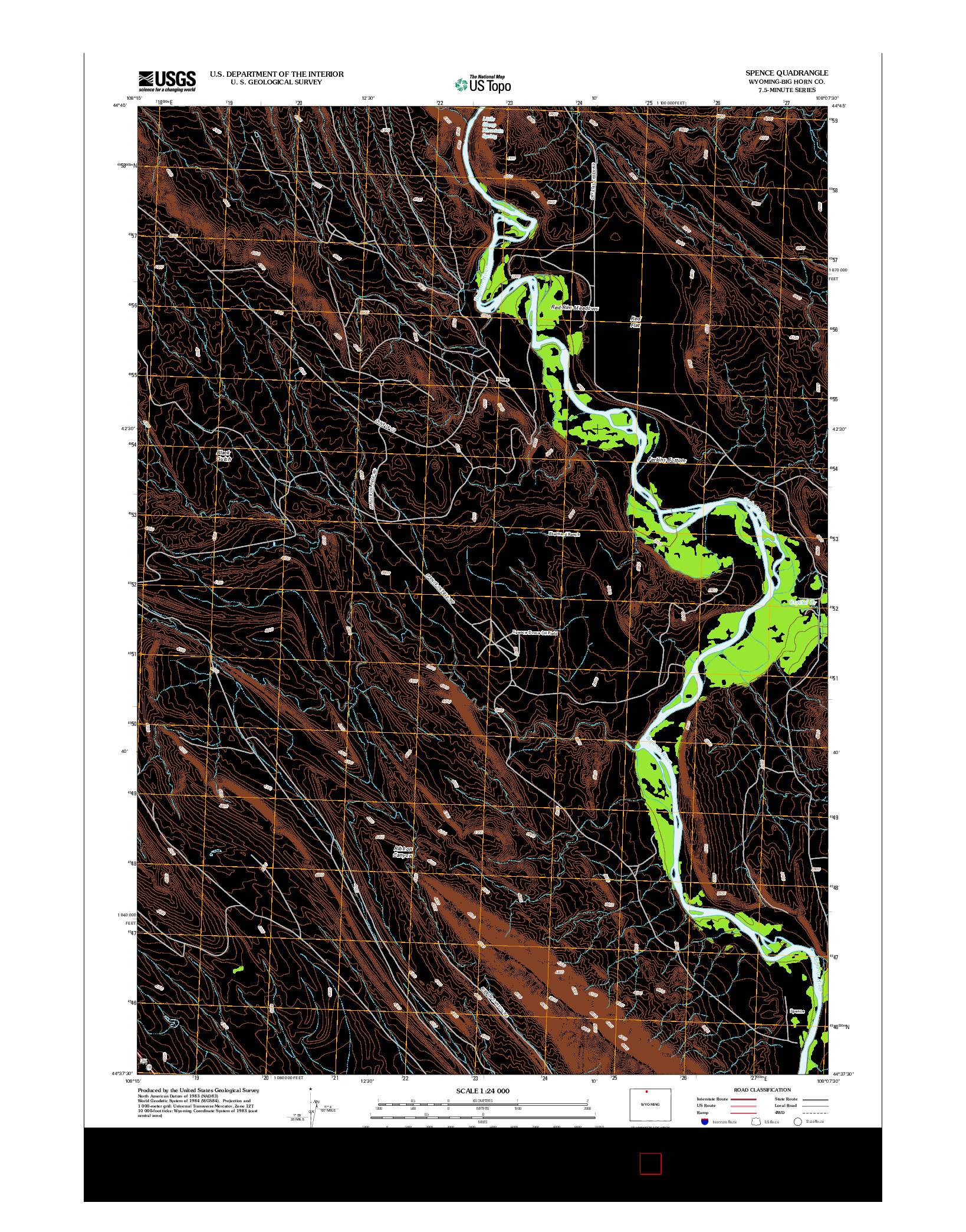 USGS US TOPO 7.5-MINUTE MAP FOR SPENCE, WY 2012