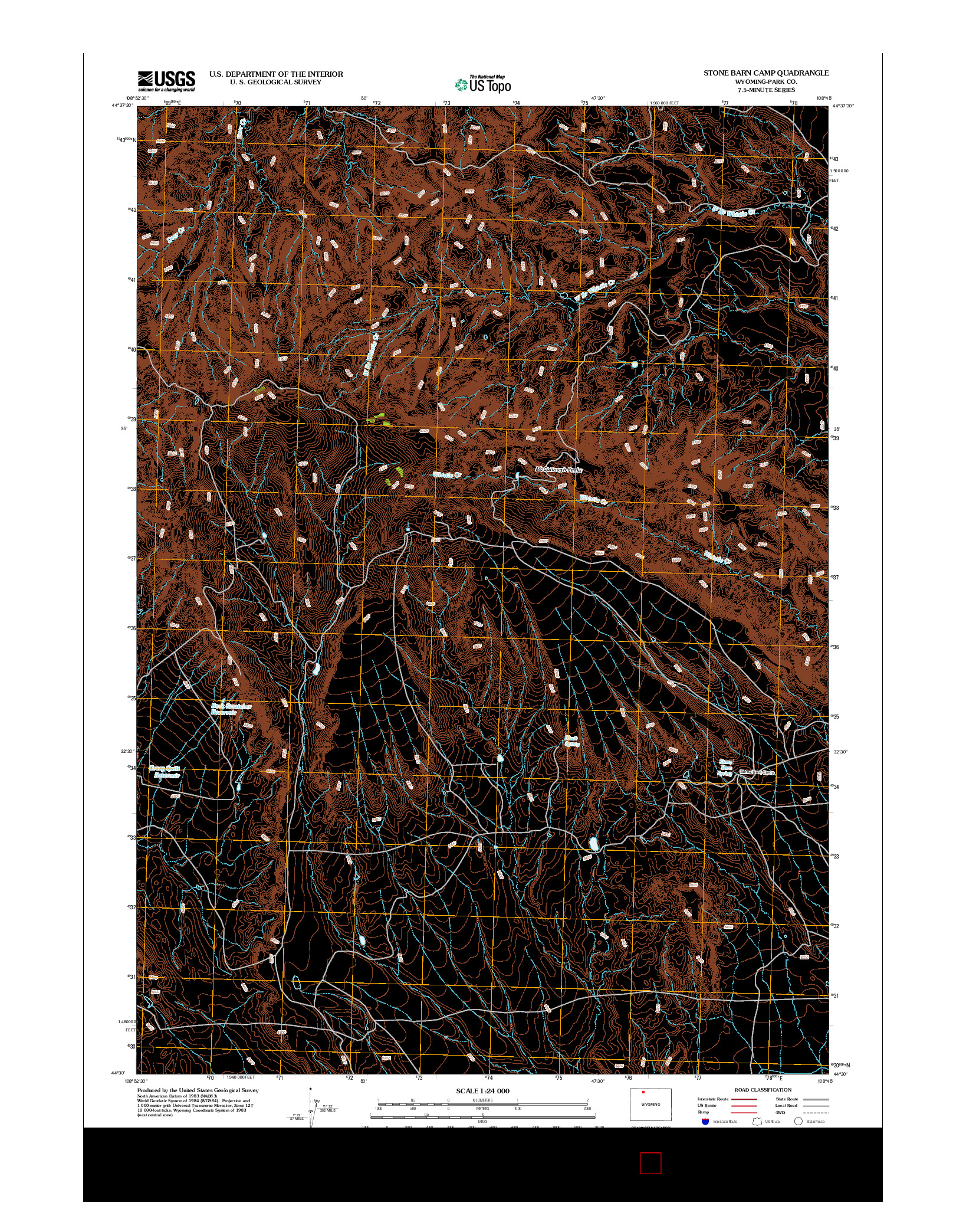 USGS US TOPO 7.5-MINUTE MAP FOR STONE BARN CAMP, WY 2012