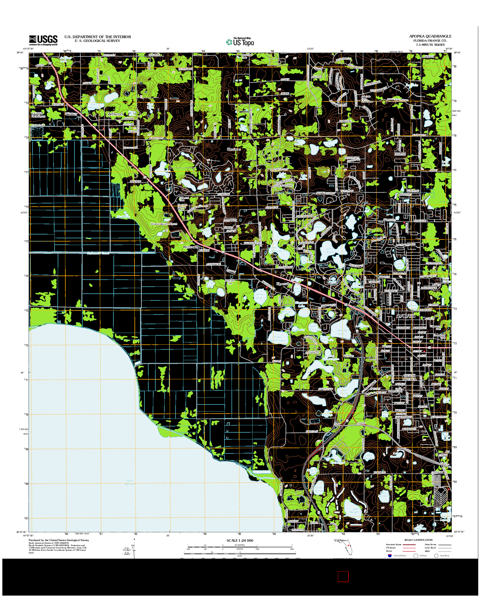 USGS US TOPO 7.5-MINUTE MAP FOR APOPKA, FL 2012