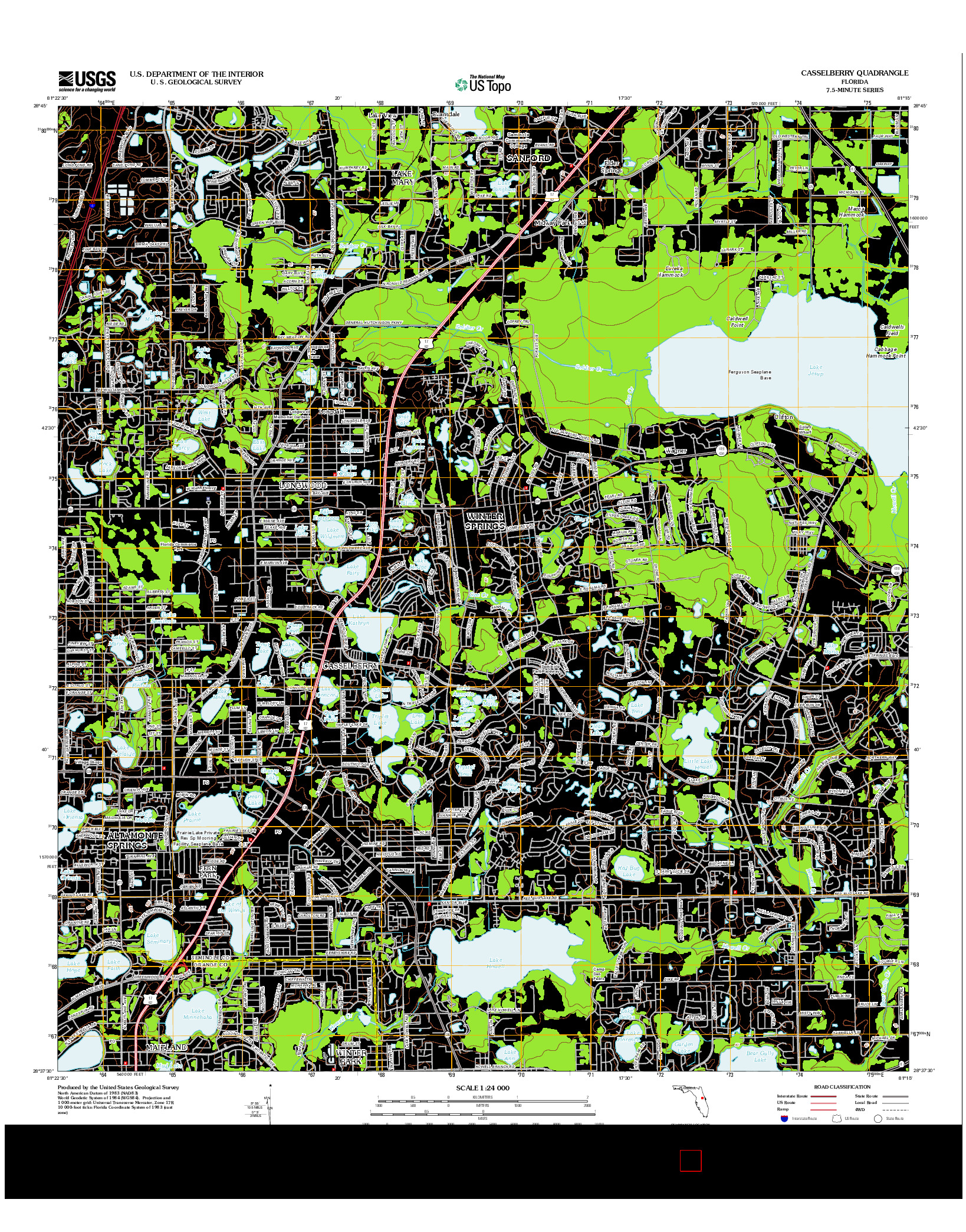 USGS US TOPO 7.5-MINUTE MAP FOR CASSELBERRY, FL 2012